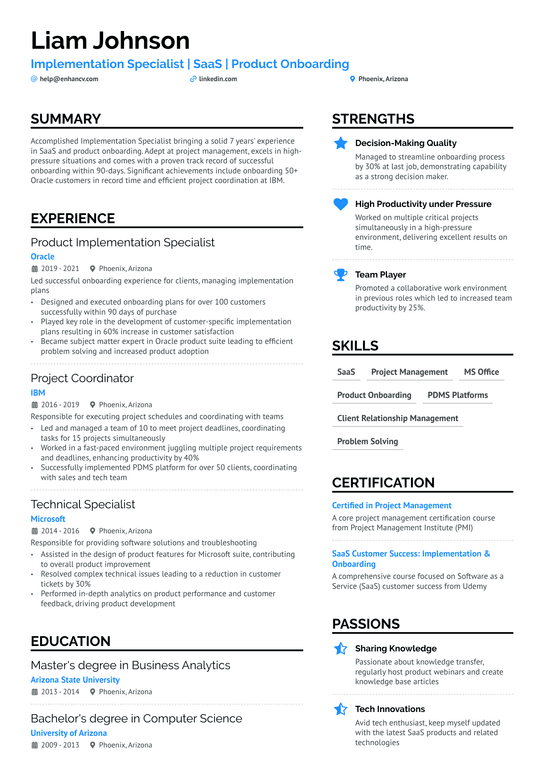 Implementation Donsultant Resume Example