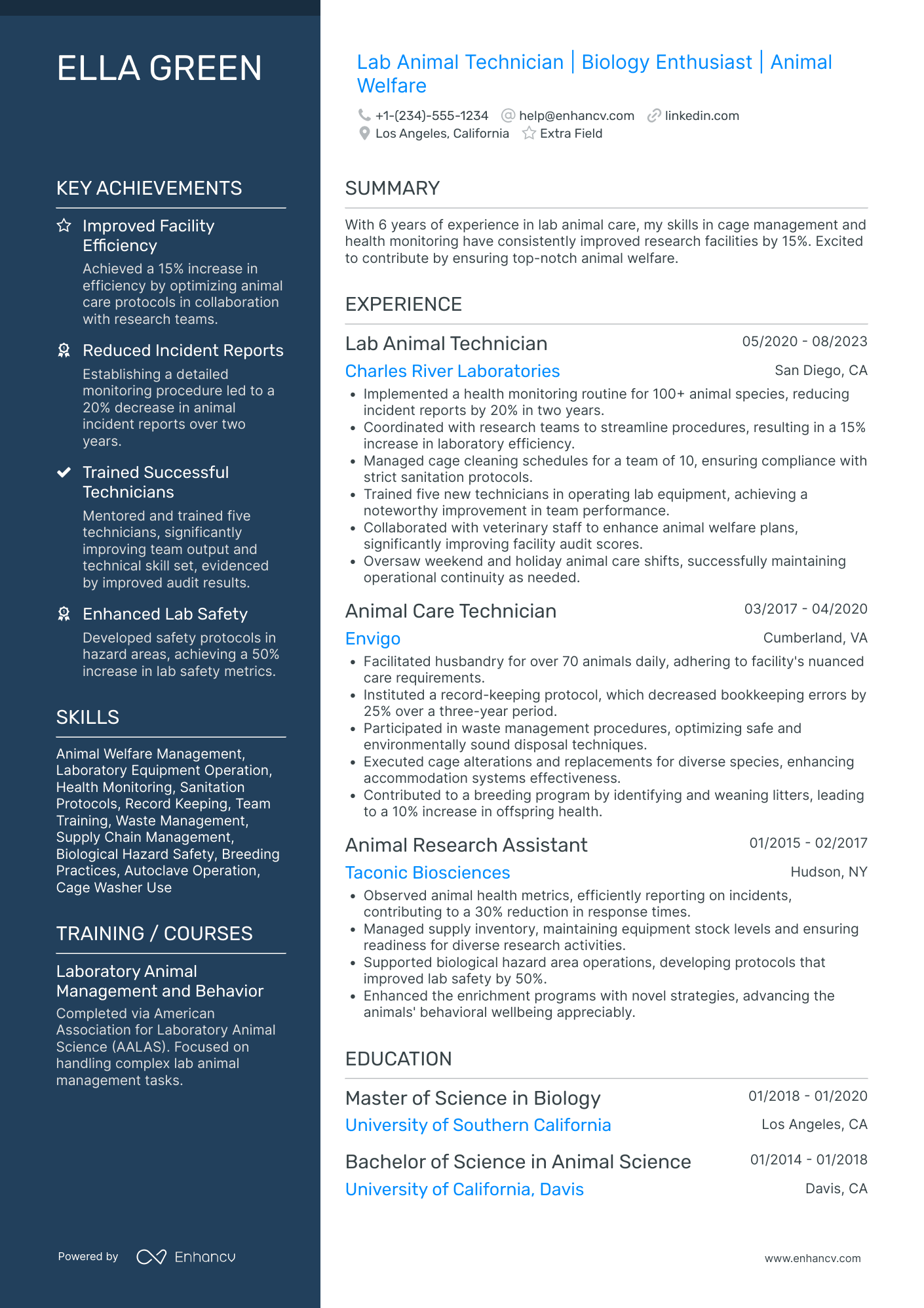 Biology Lab Technician Resume Example