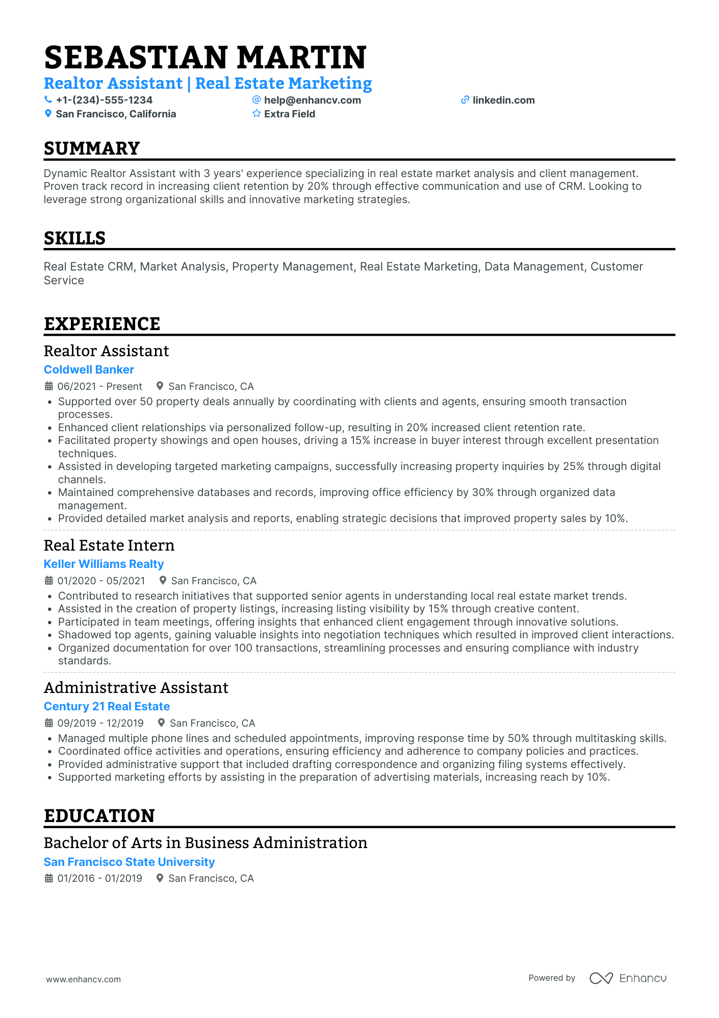 Realtor Assistant Resume Example