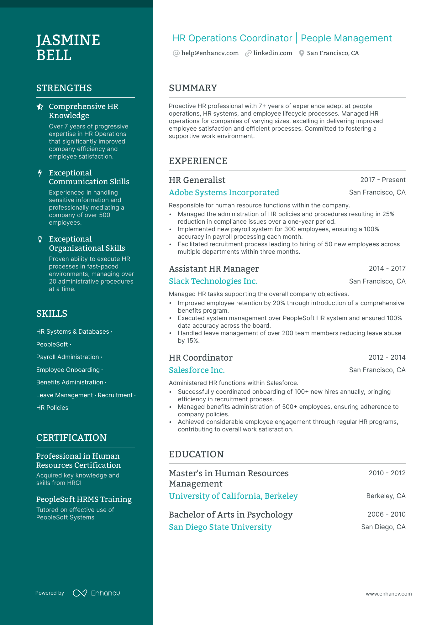 Human Resources Coordinator Resume Example