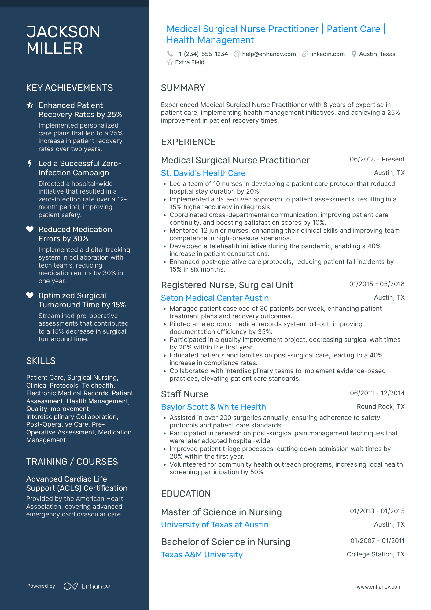 Medical Surgical Nurse Practitioner Resume Example