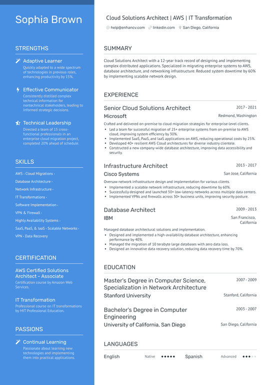 AWS Developer Resume Resume Example