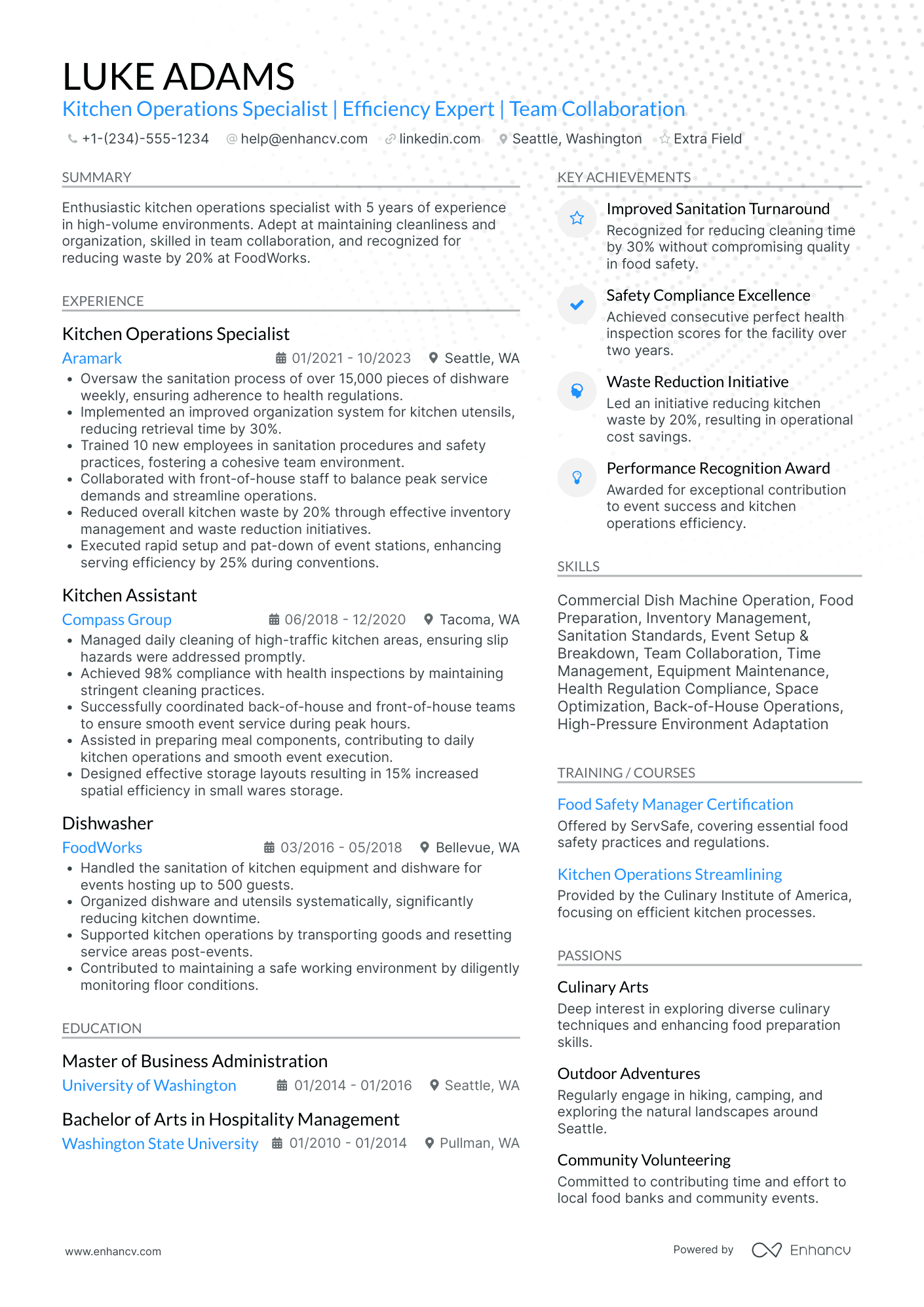 Senior Dishwasher Resume Example