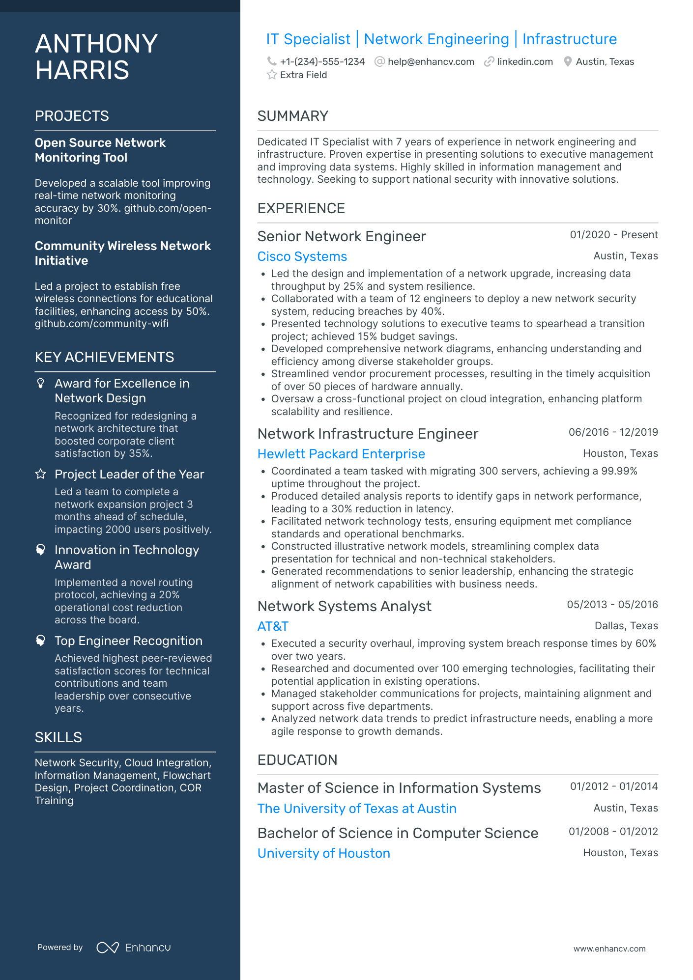 IT Network Technician Resume Example