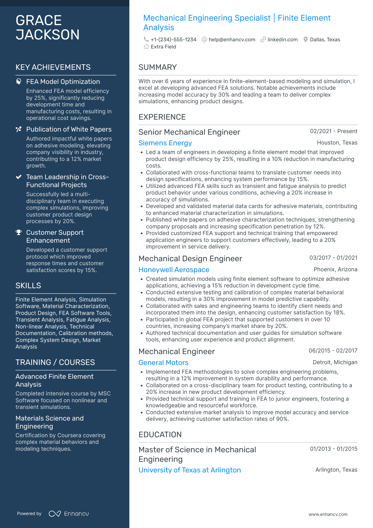 Mechanical Application Engineer Resume Example