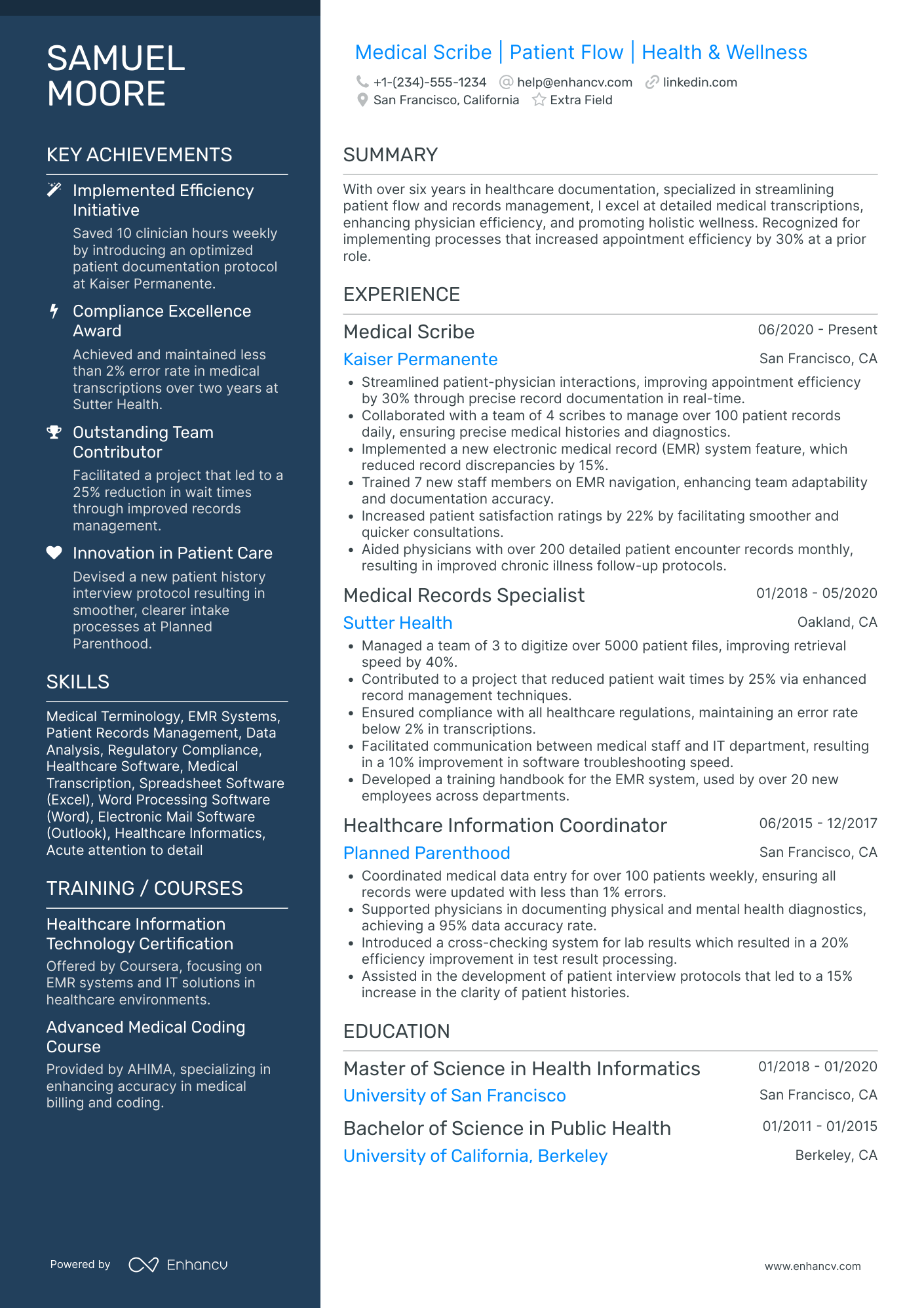 Medical Scribe Supervisor Resume Example