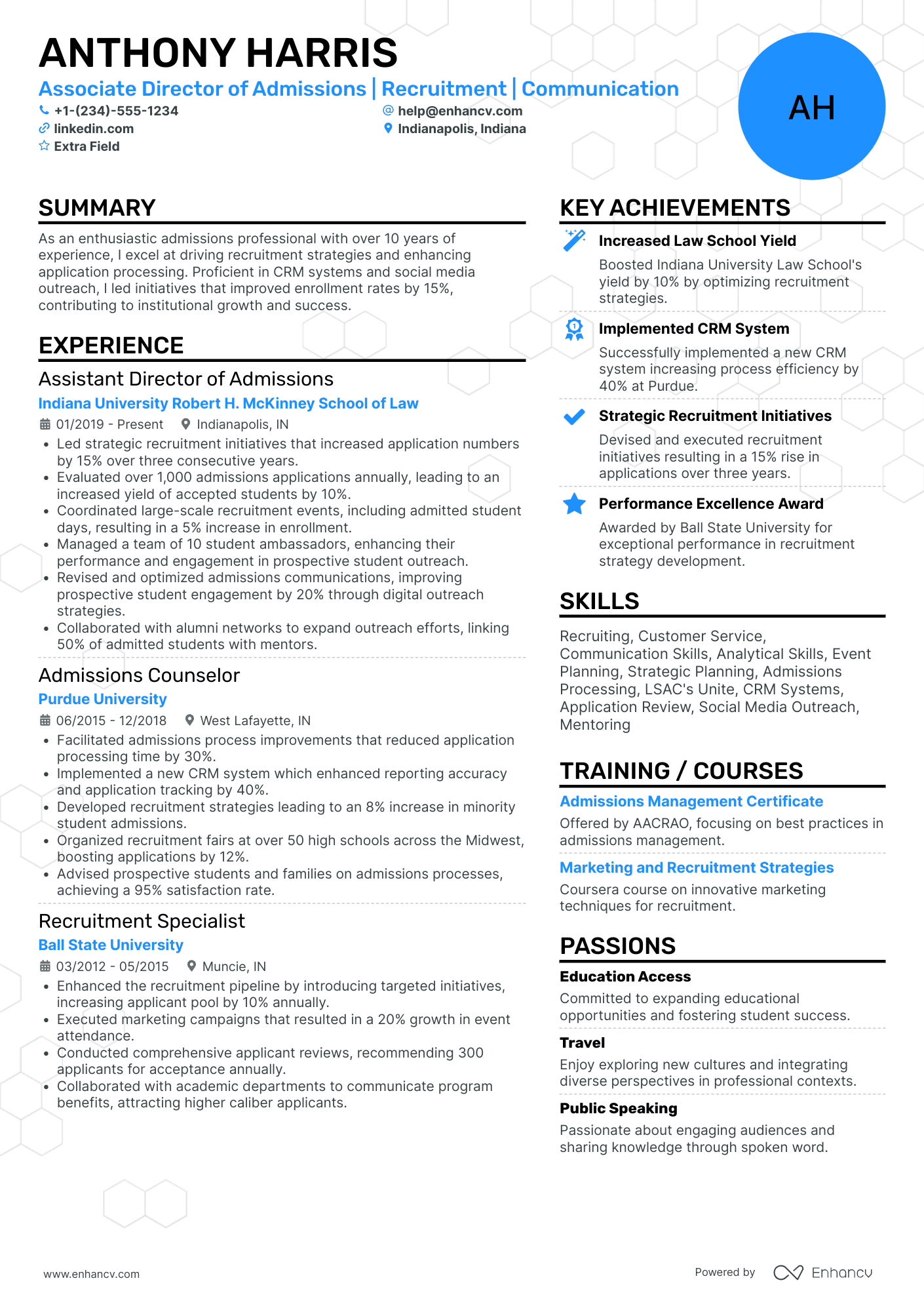 Law School Admissions Director Resume Example