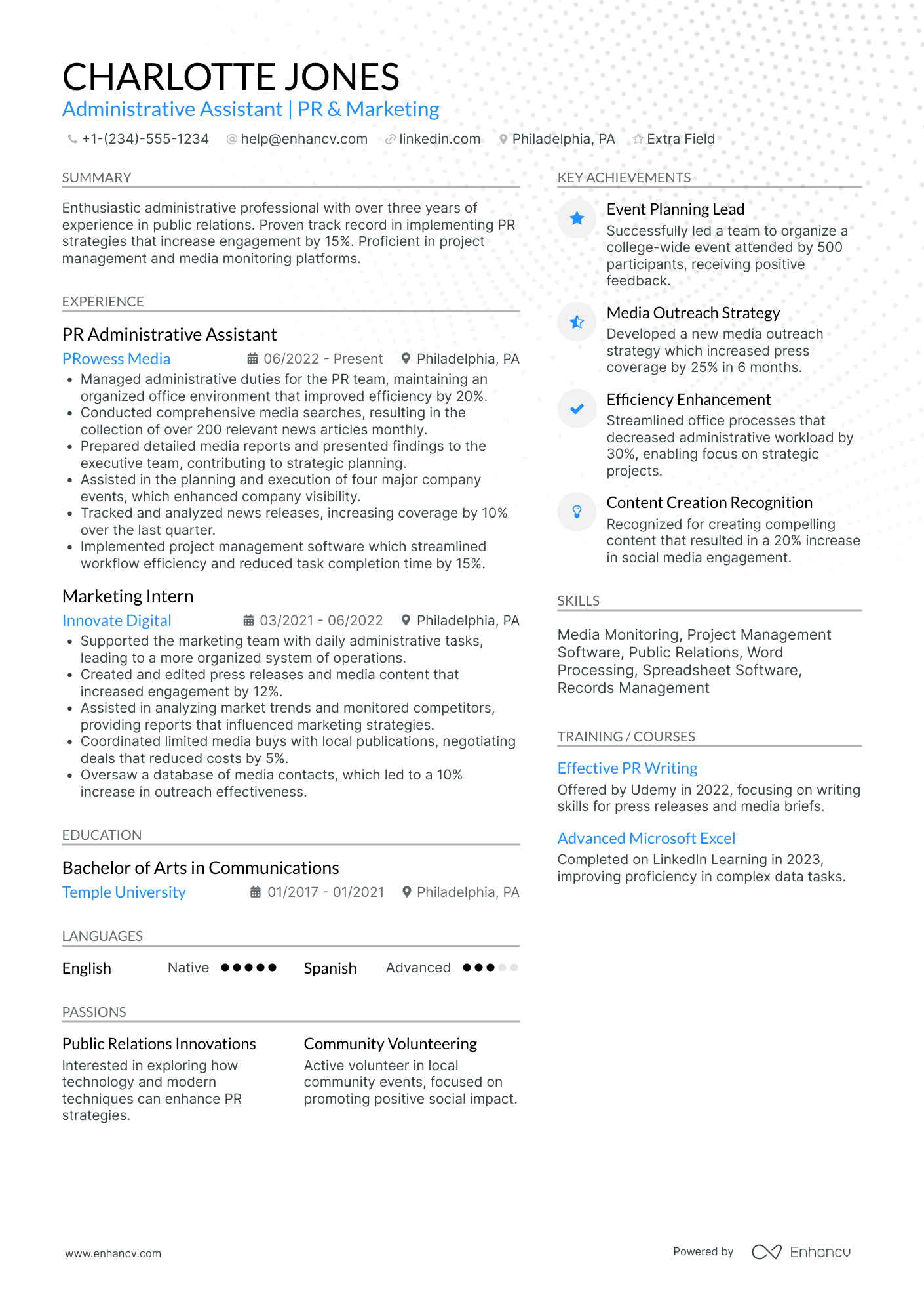 Marketing Administrative Assistant Resume Example