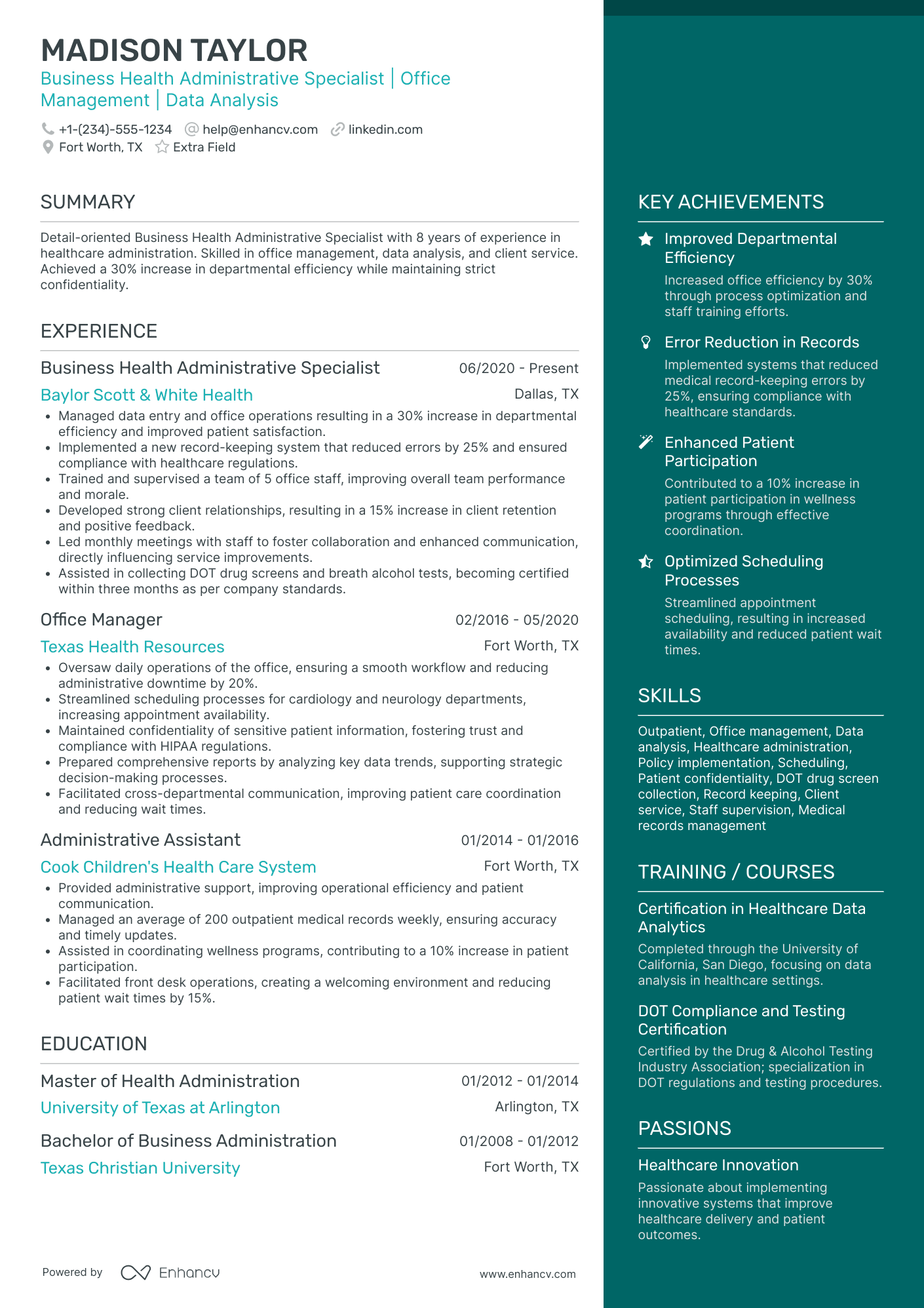 Entry Level Healthcare Administrator Resume Example