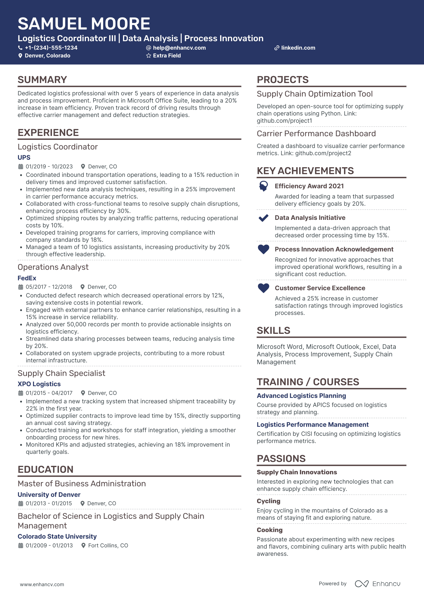 Amazon Logistics Coordinator Resume Example