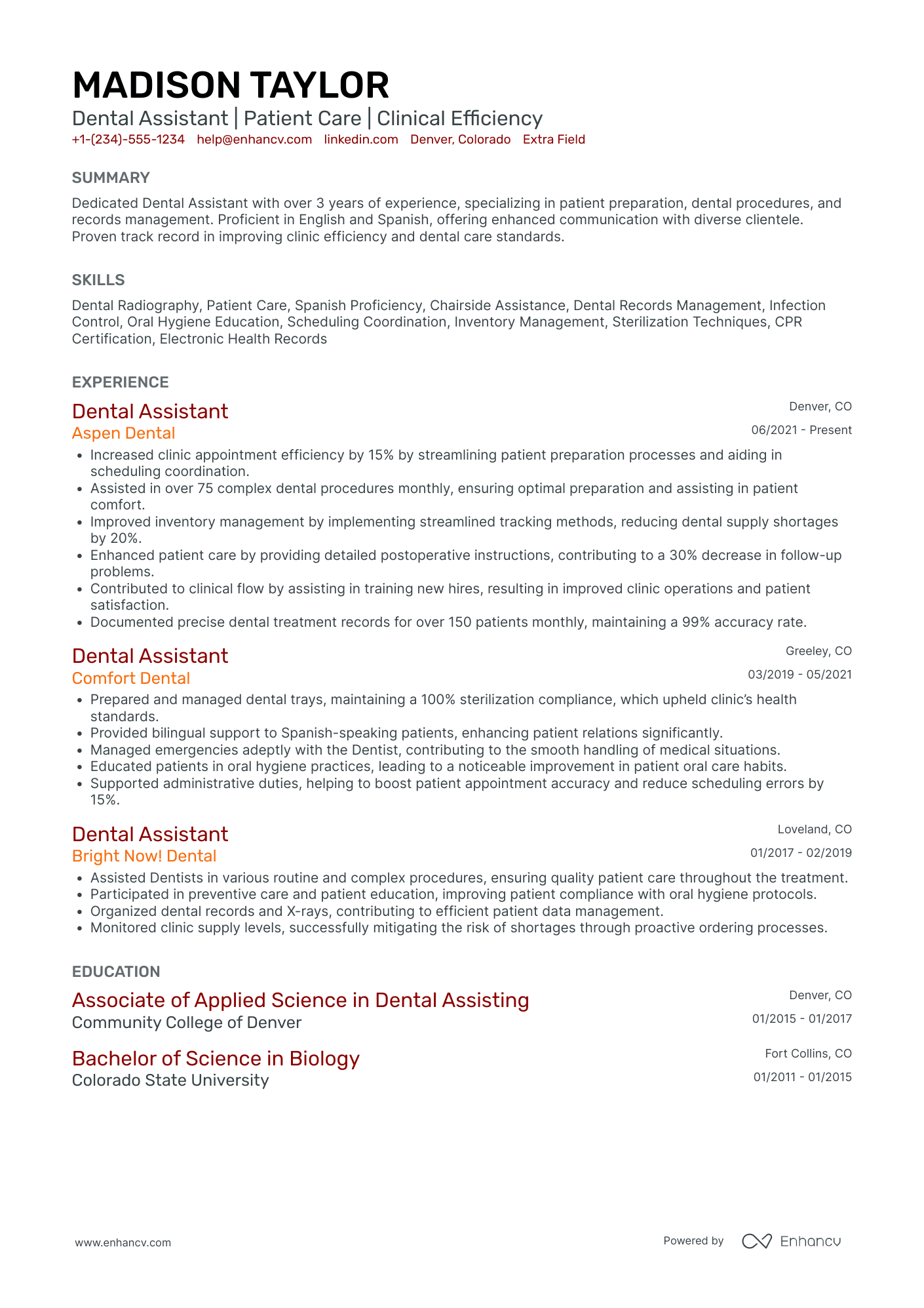 Dental Assistant Trainee Resume Example