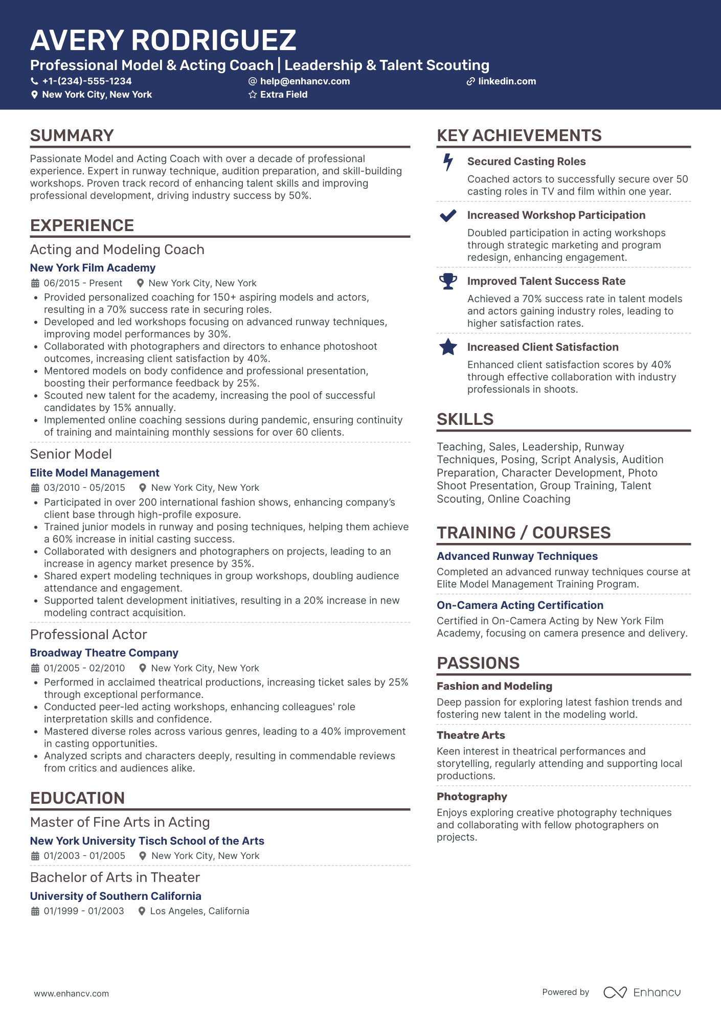 Dramatic Actor Resume Example