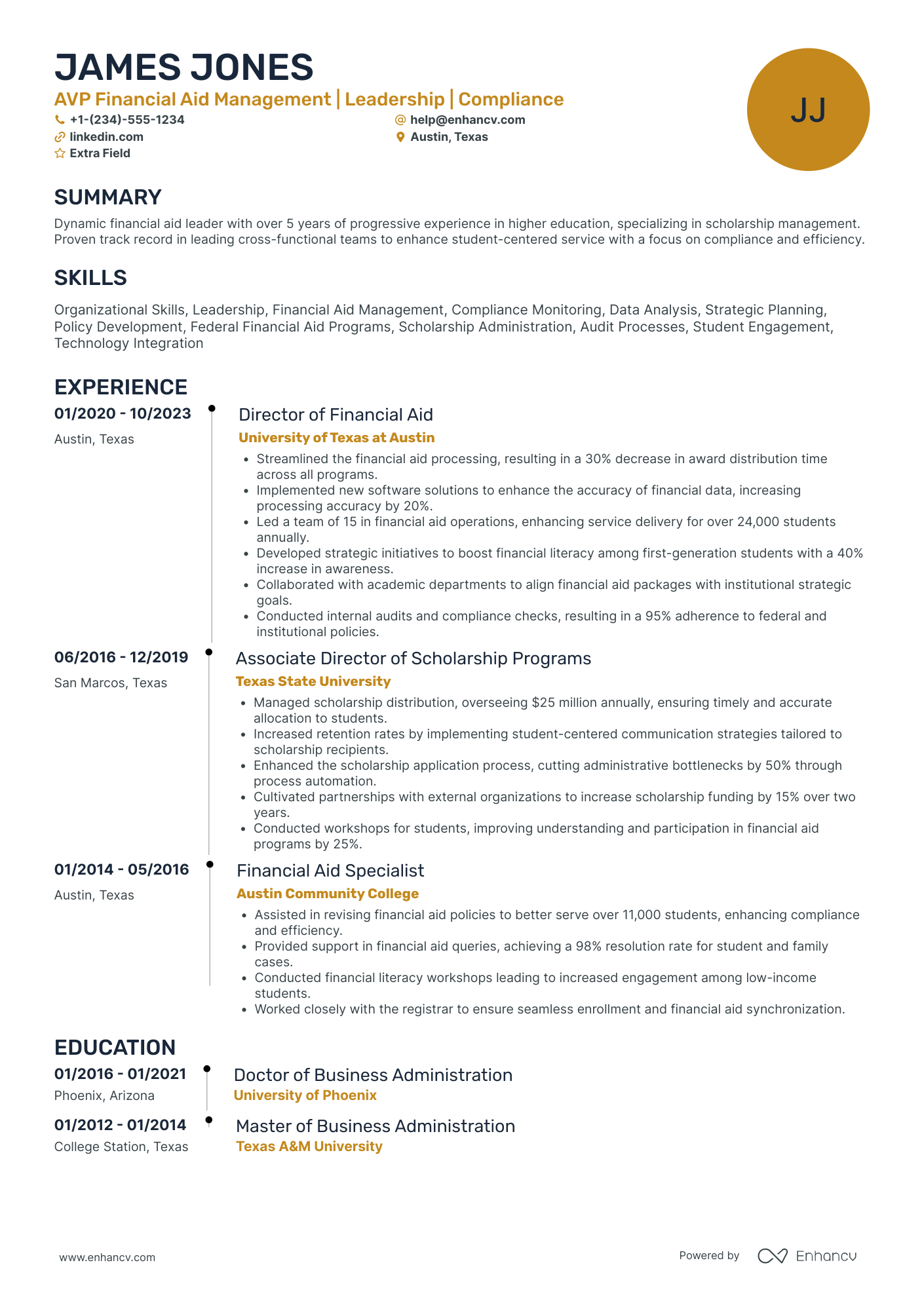 Scholarship Development Officer Resume Example