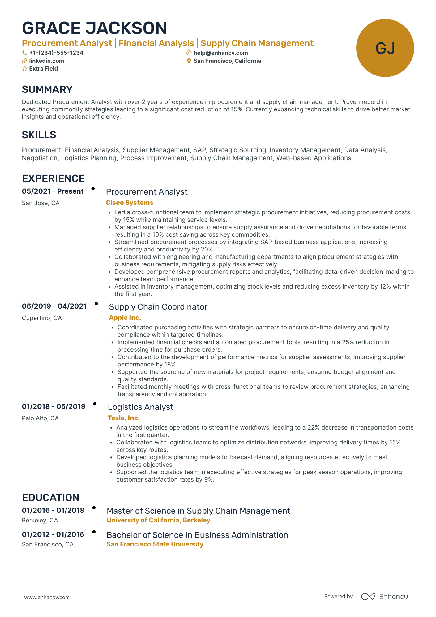 Financial Operations Analyst Resume Example