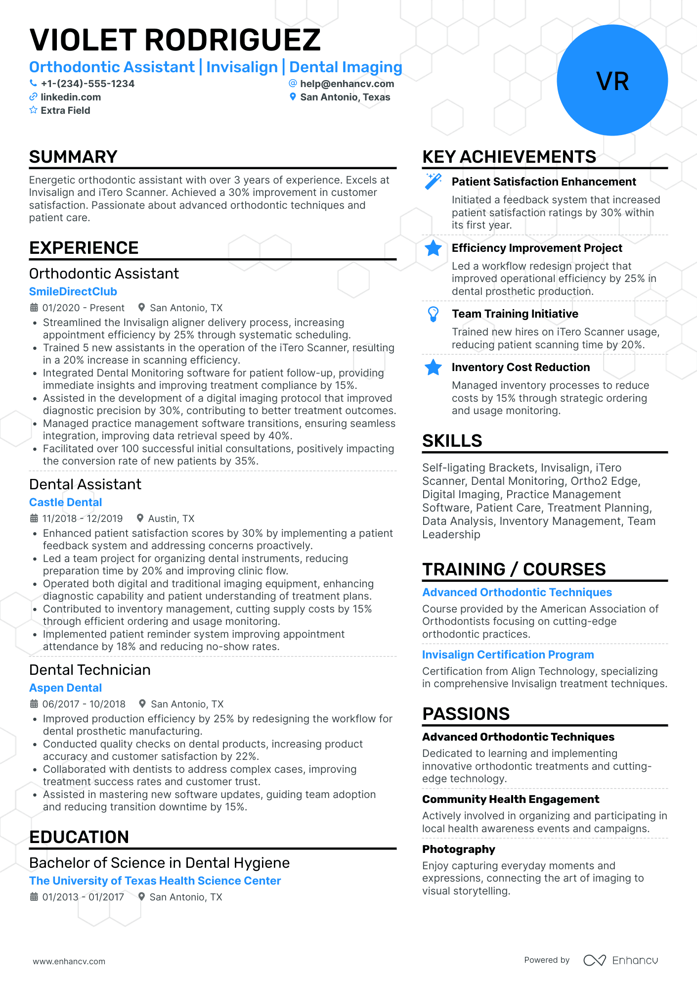 Orthodontic Dental Hygienist Resume Example