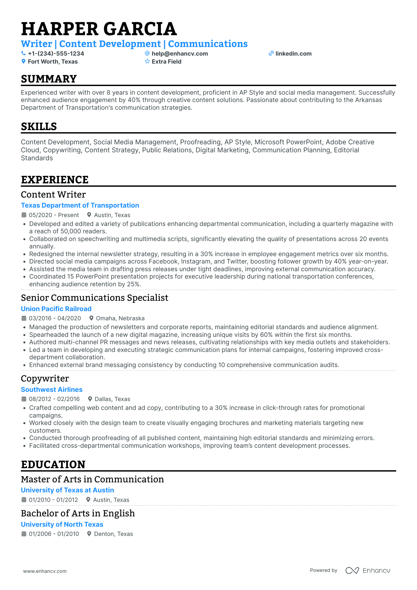 News Writer Resume Example