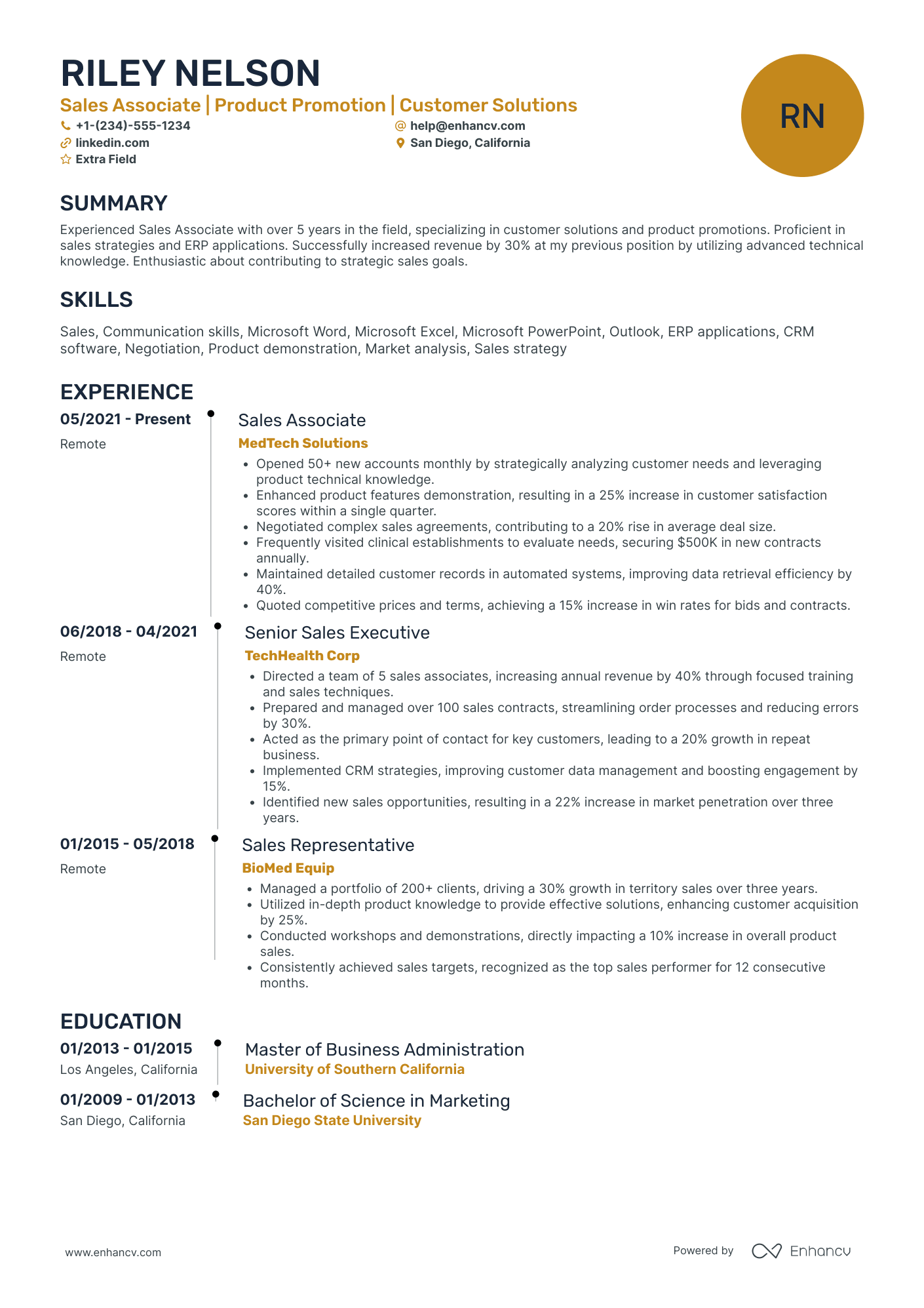 Digital Sales Associate Resume Example