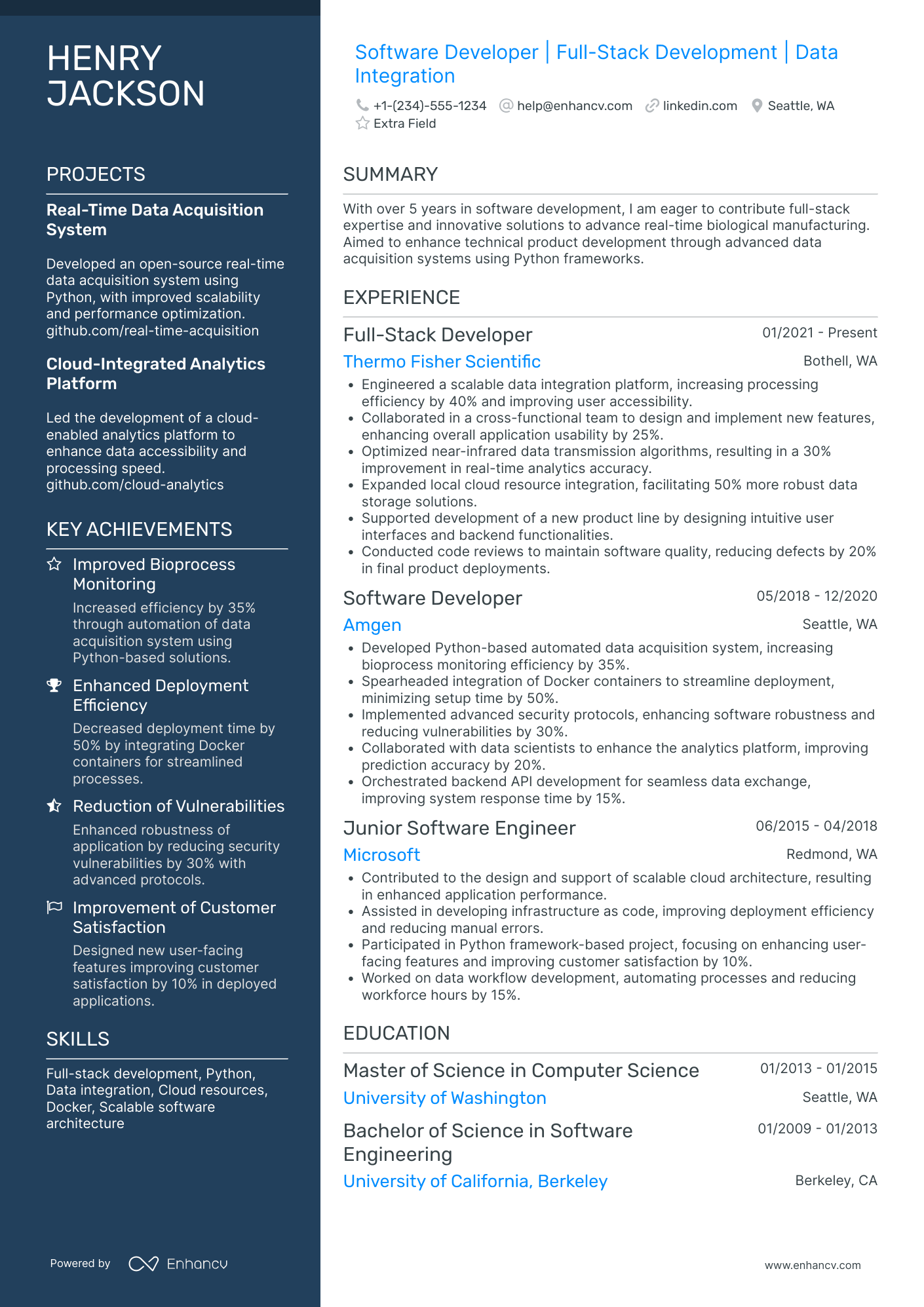 Python Software Developer Resume Example