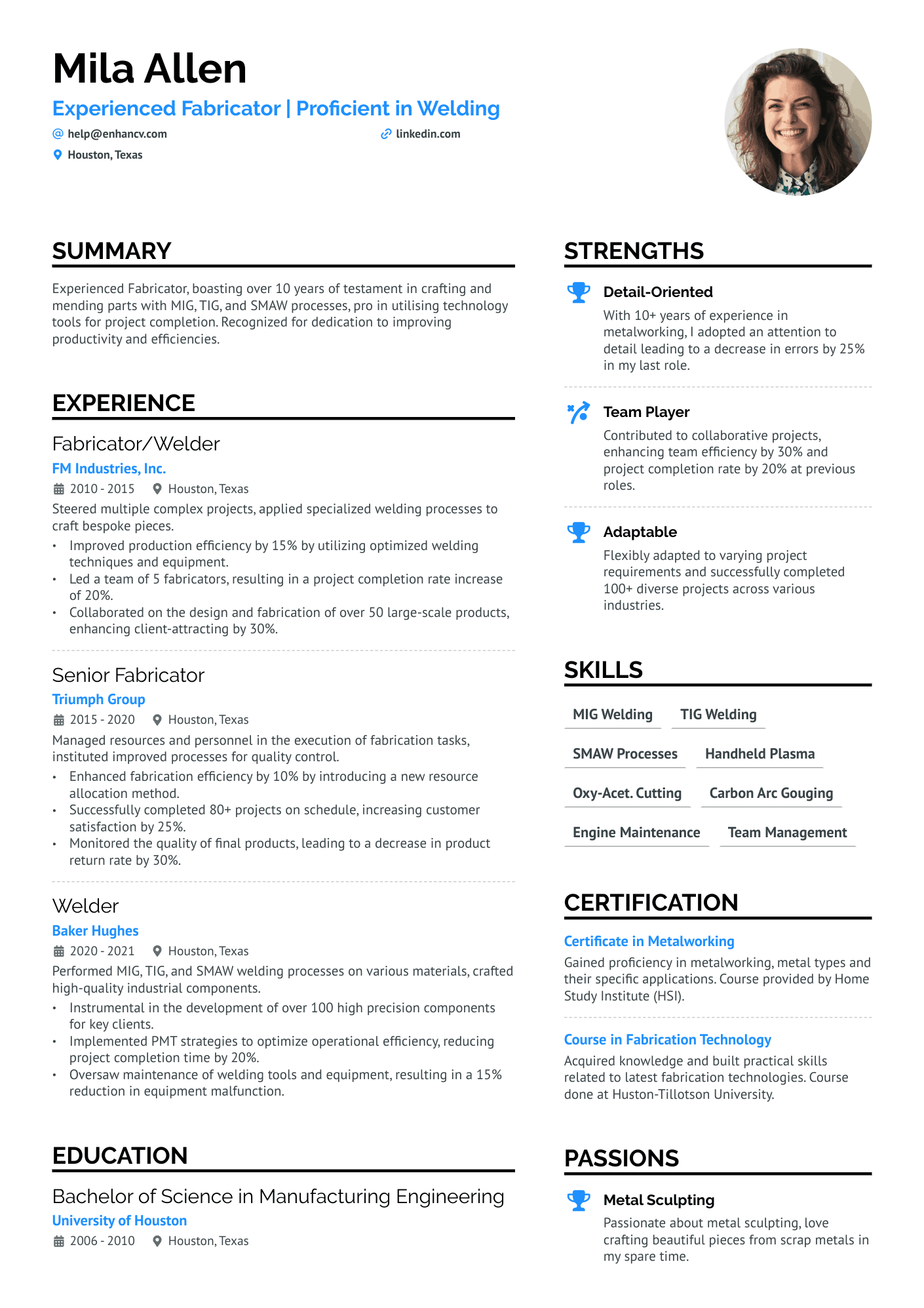 Welder Engineer Resume Example