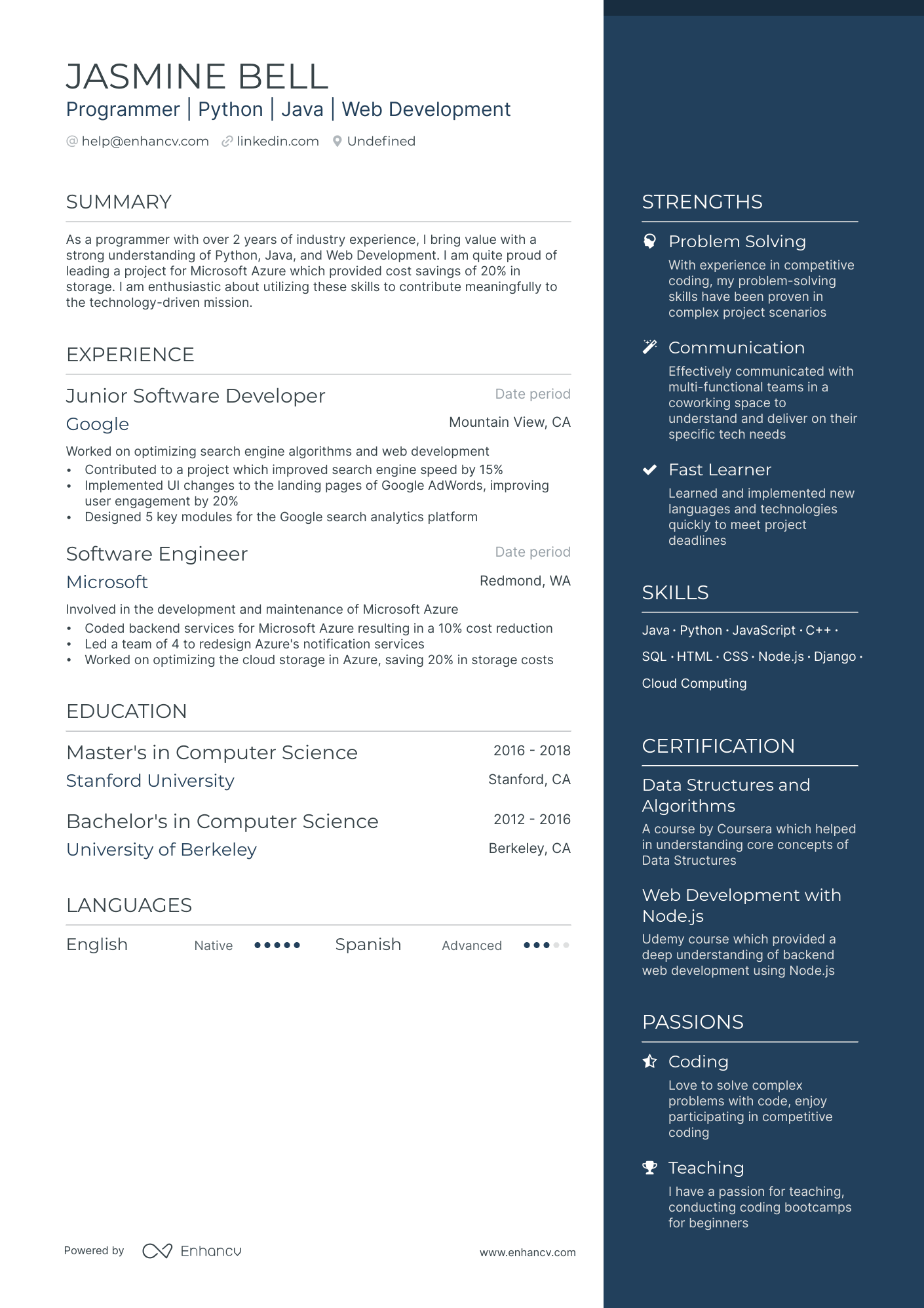 Entry Level Programmer Resume Example