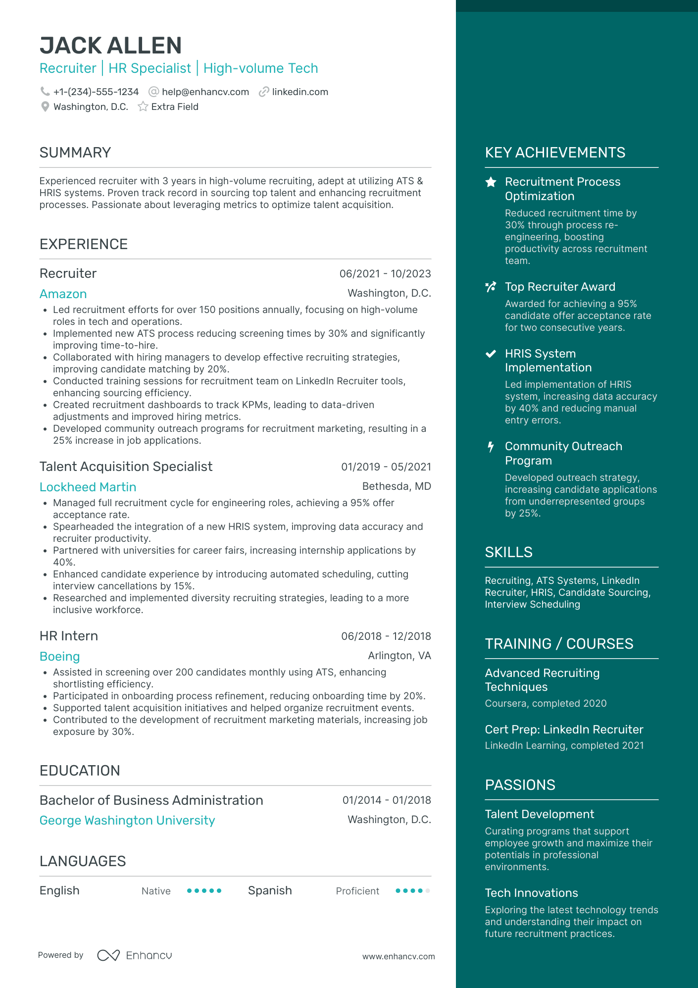 Junior IT Recruiter Resume Example