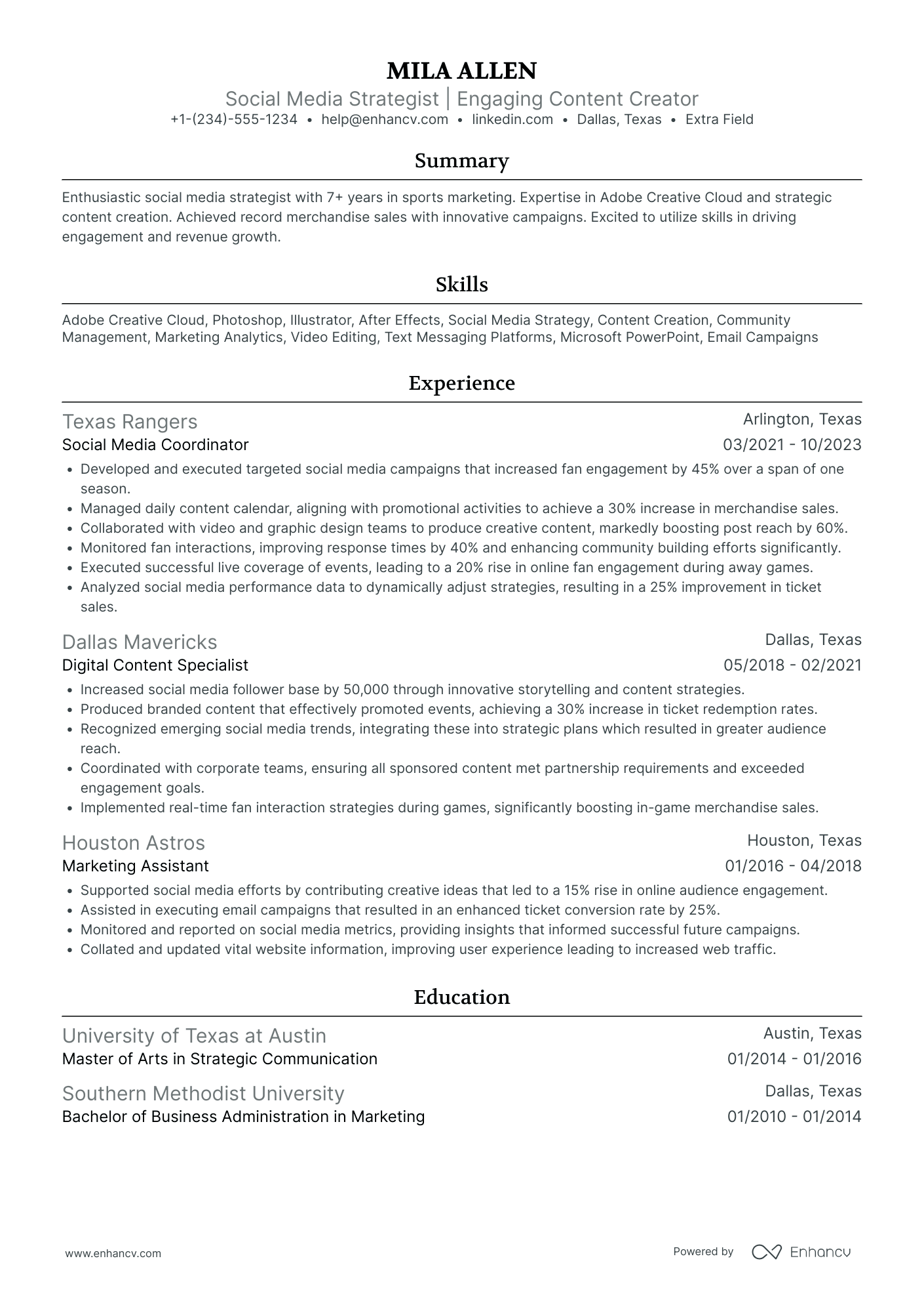 Social Media Analytics Coordinator Resume Example