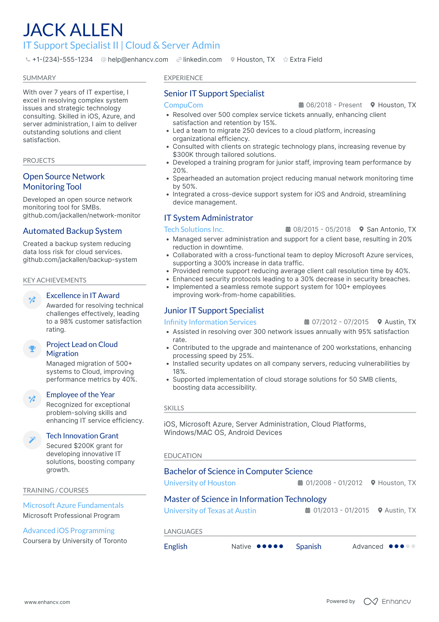 IT Support Team Leader Resume Example