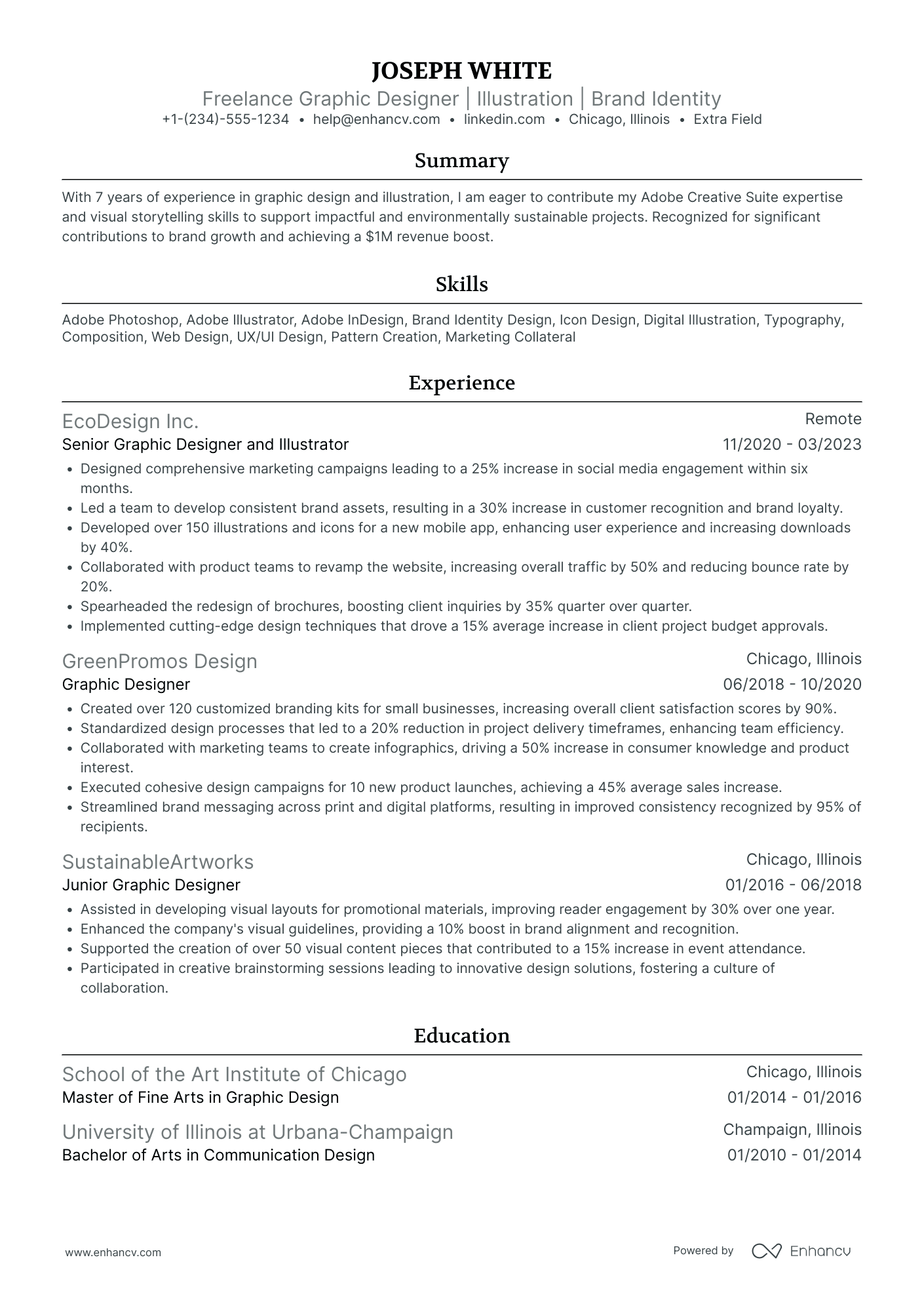 Freelance Graphic Artist Resume Example