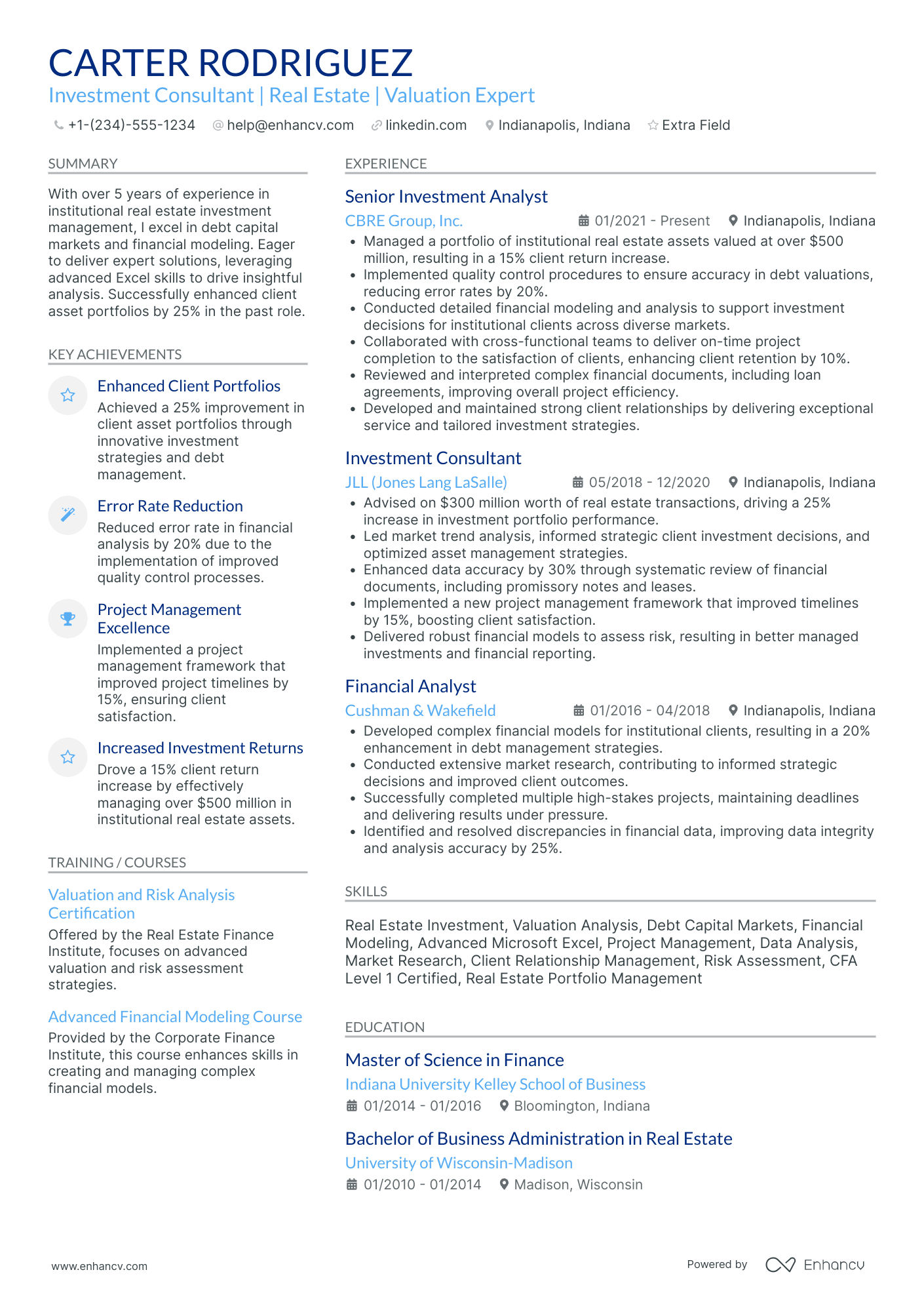 Investment Actuary Resume Example