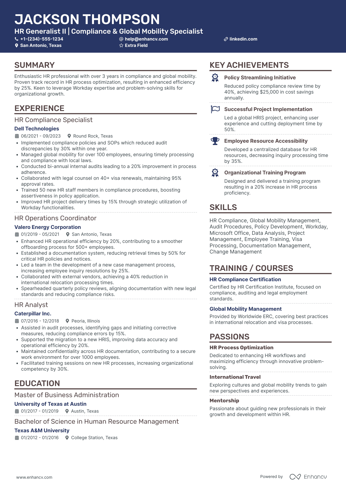 HR Generalist Consultant Resume Example