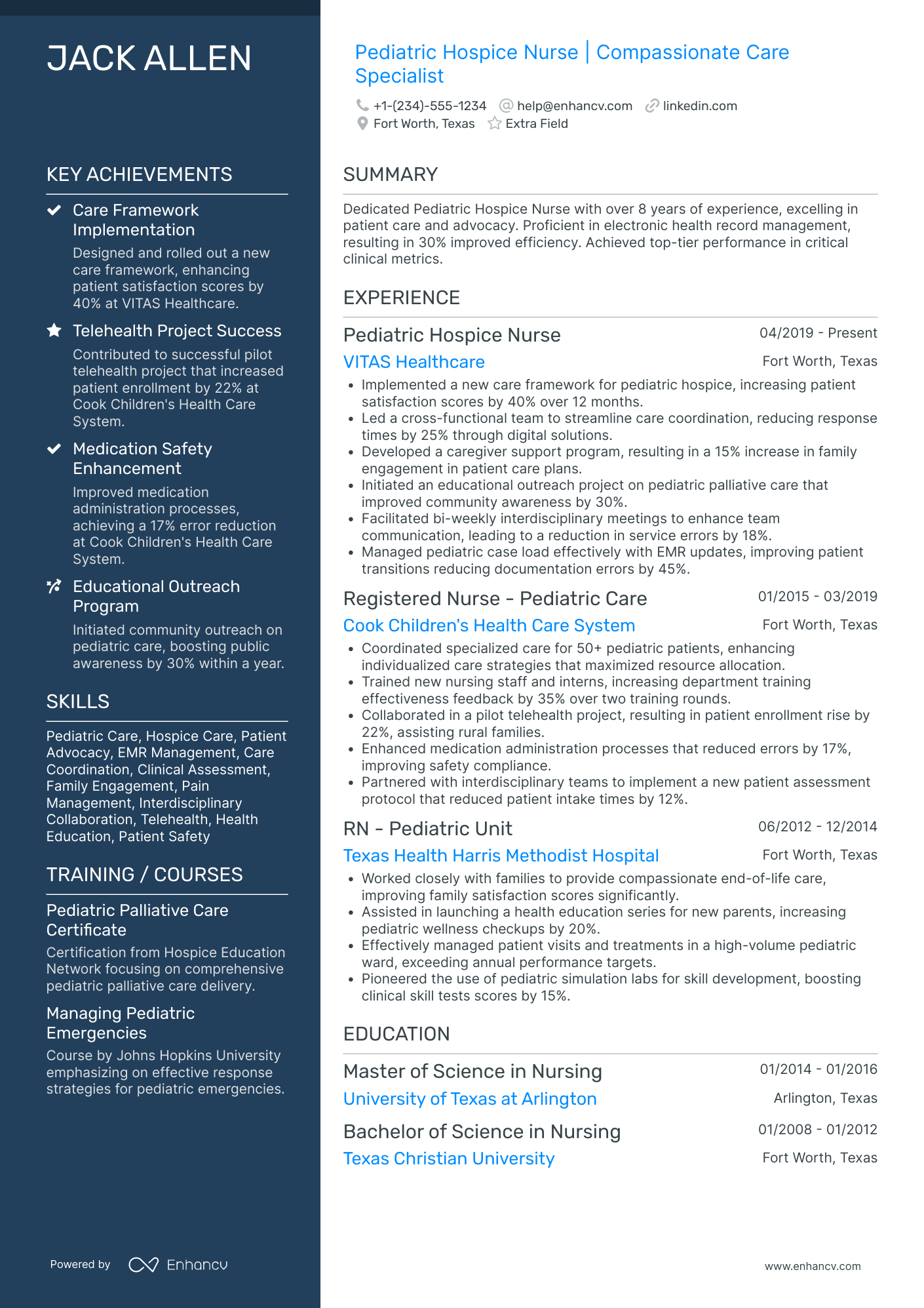 Pediatric Hospice Nurse Resume Example