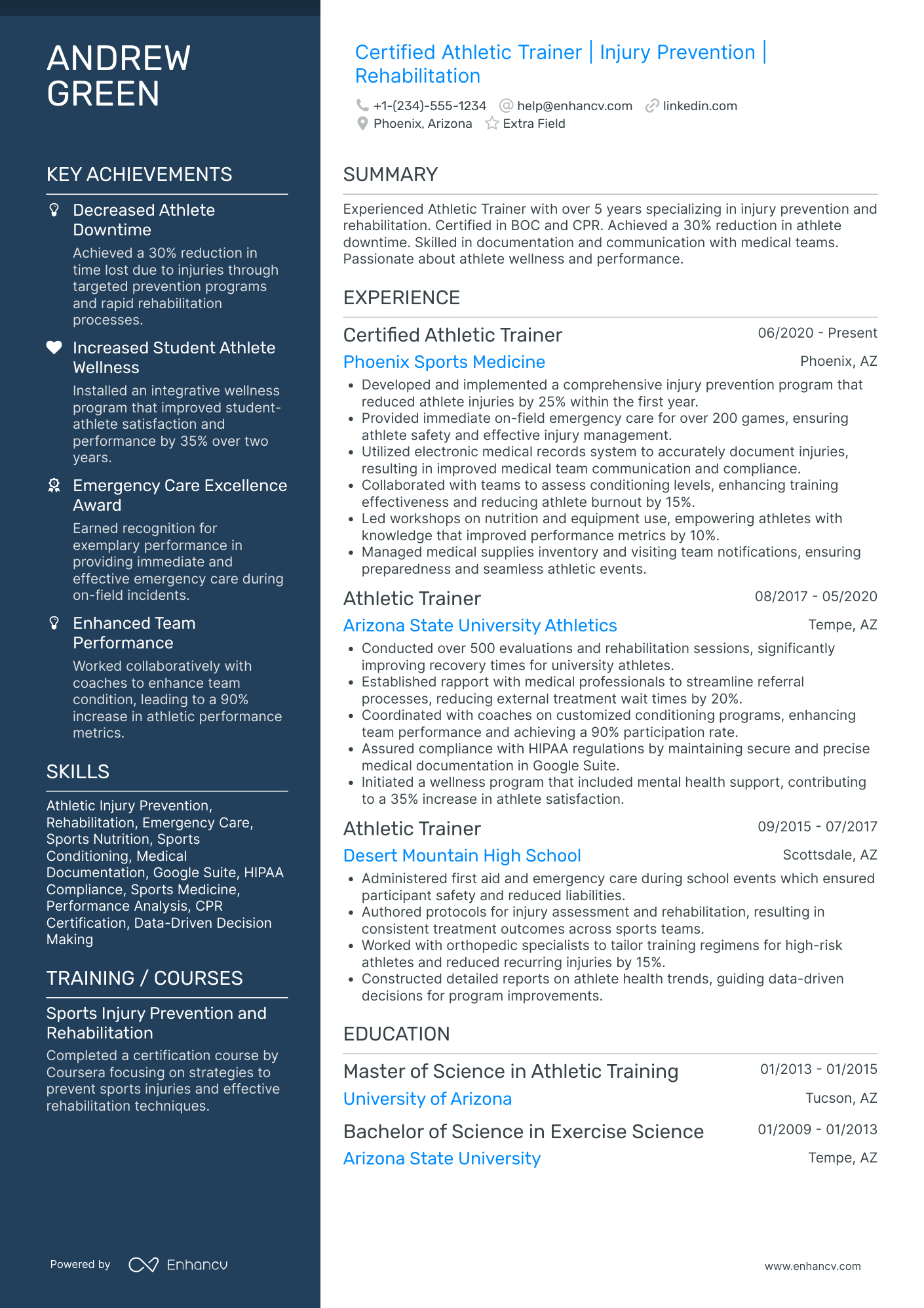 Athlete Wellness Consultant Resume Example