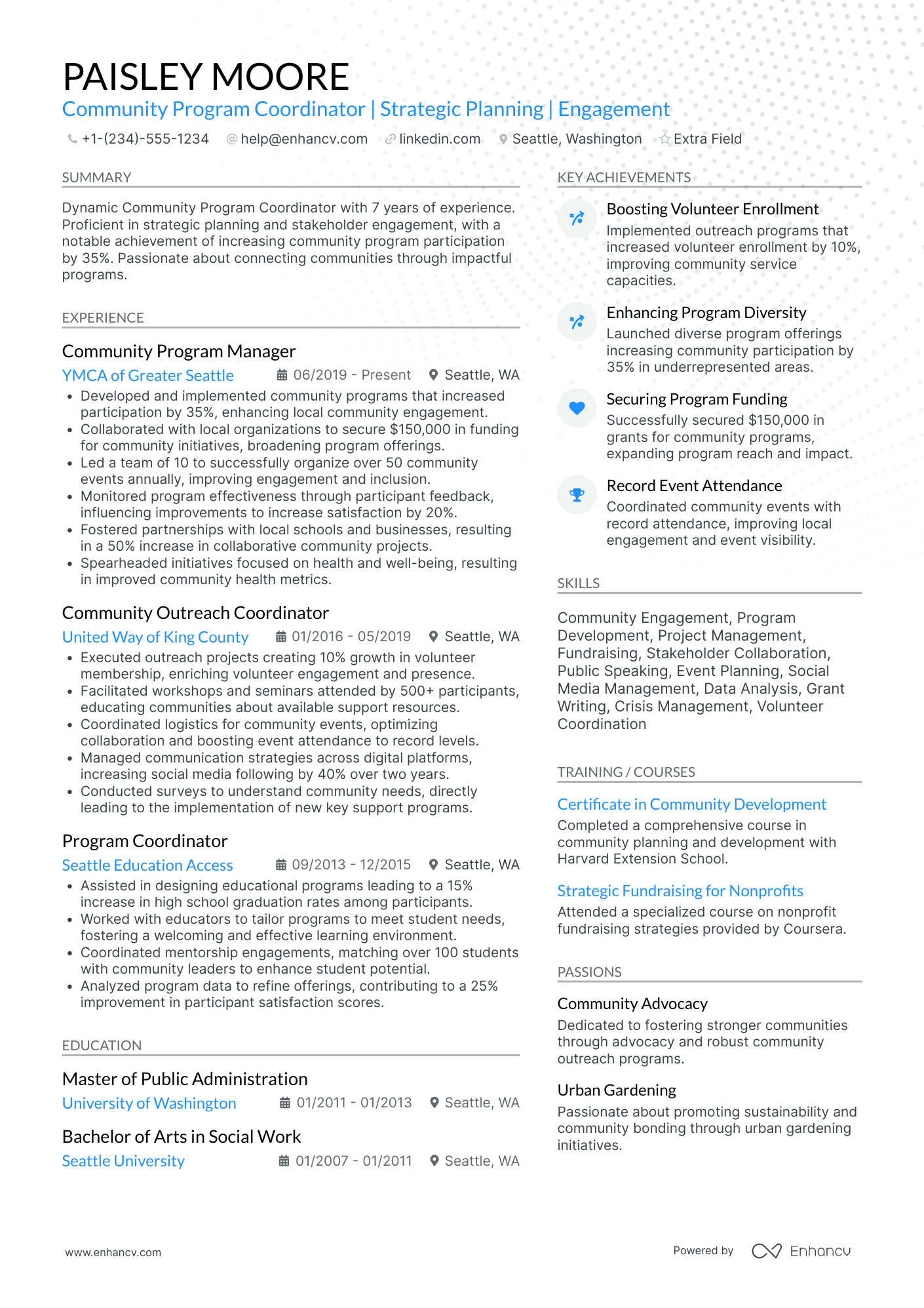 Community Program Coordinator Resume Example