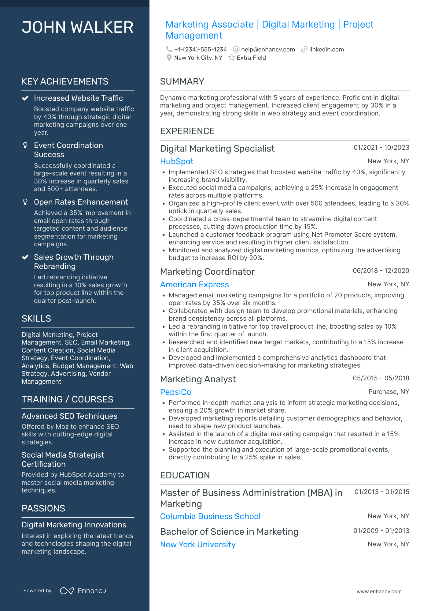 Marketing Associate Coordinator Resume Example