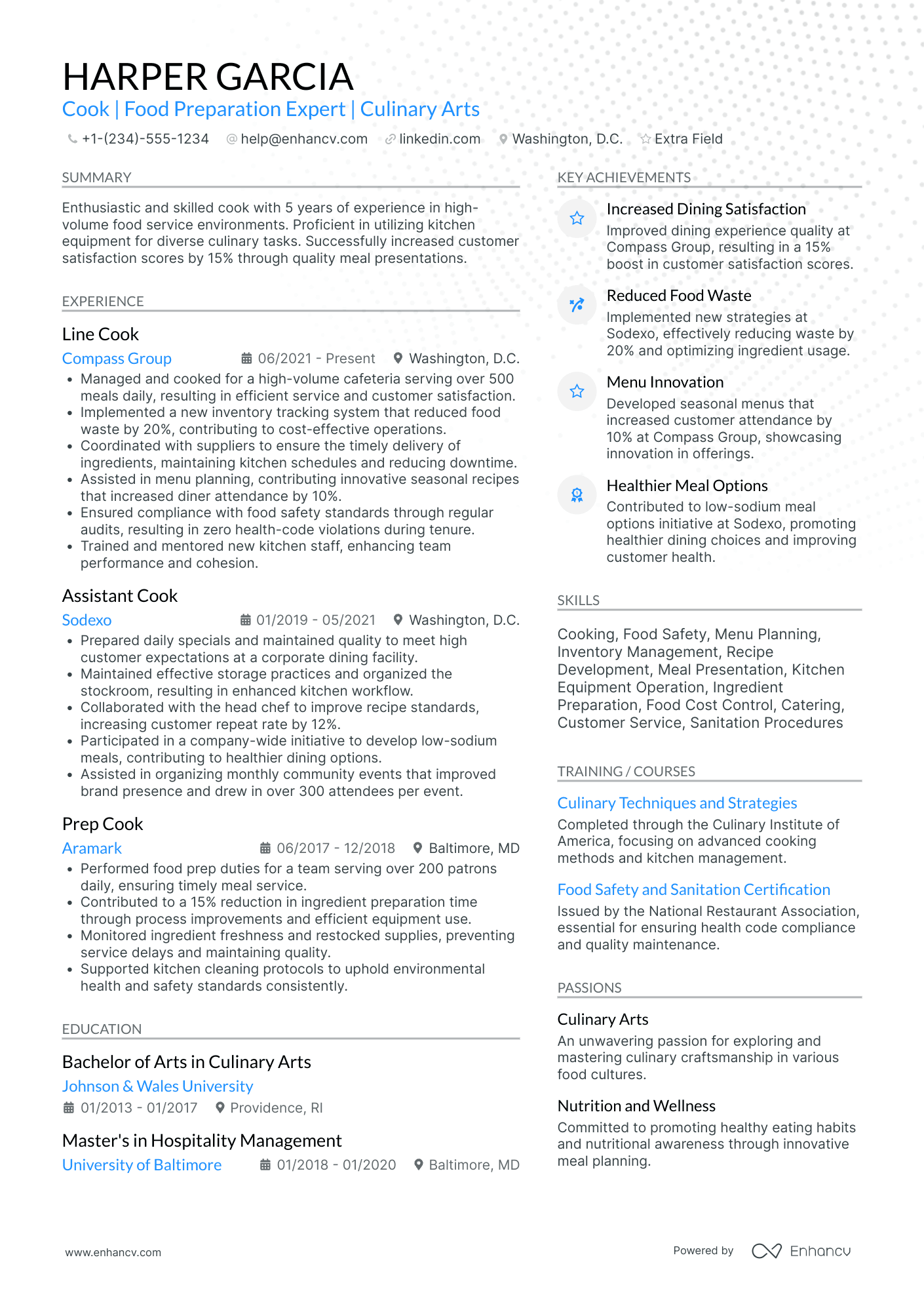 Senior Cook Resume Example