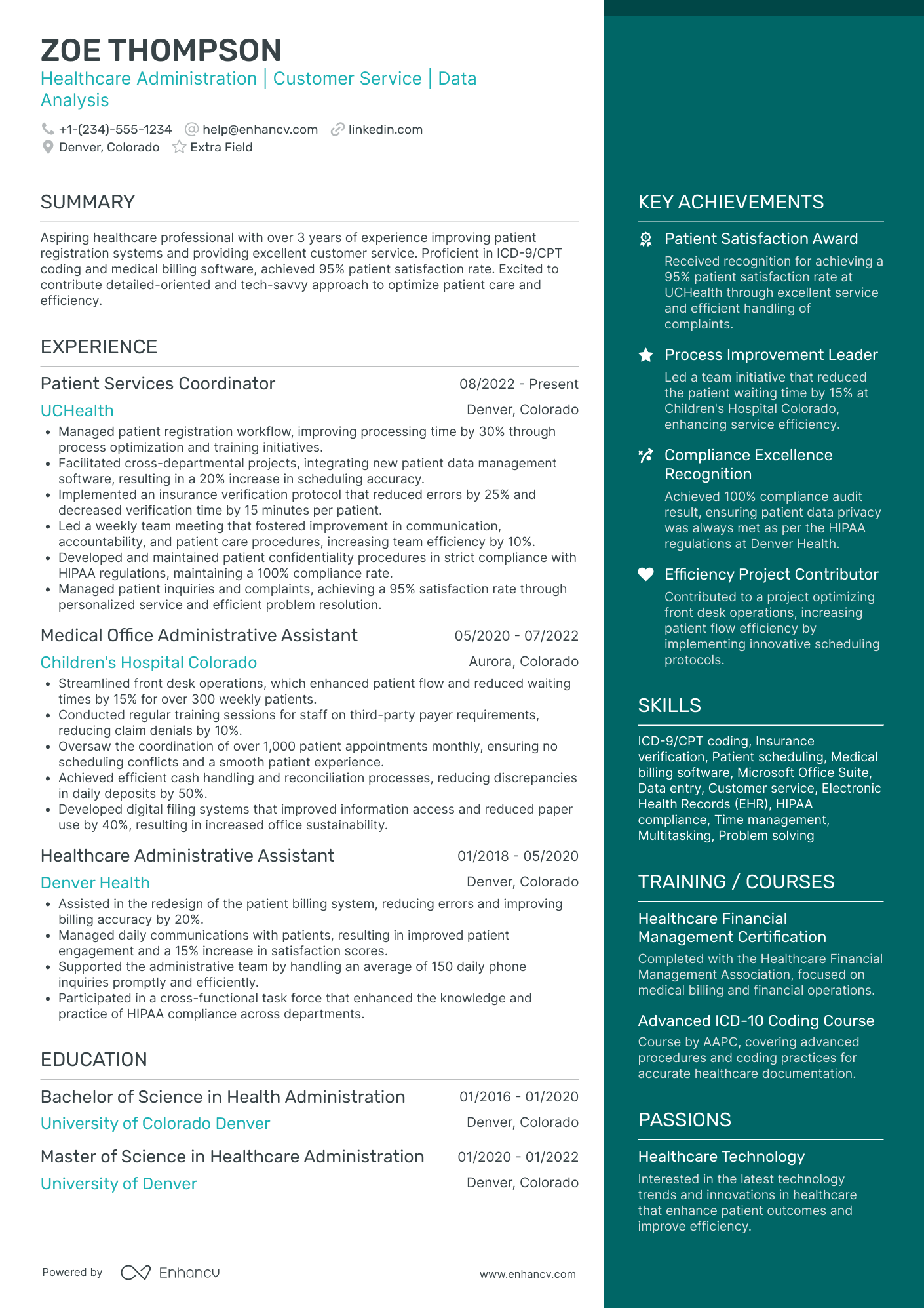 Patient Service Representative Intern Resume Example