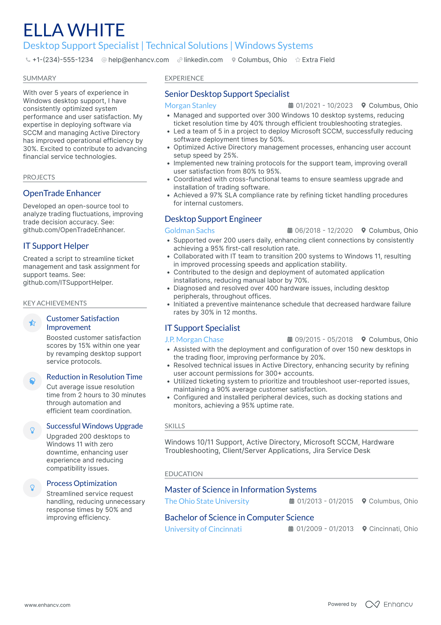 Desktop Support Consultant Resume Example