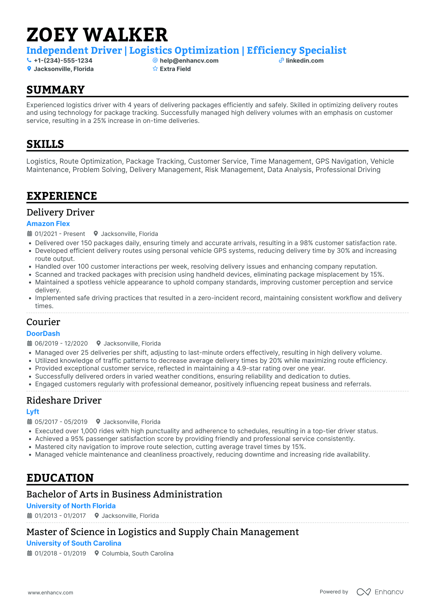 Uber Driver Trainer Resume Example