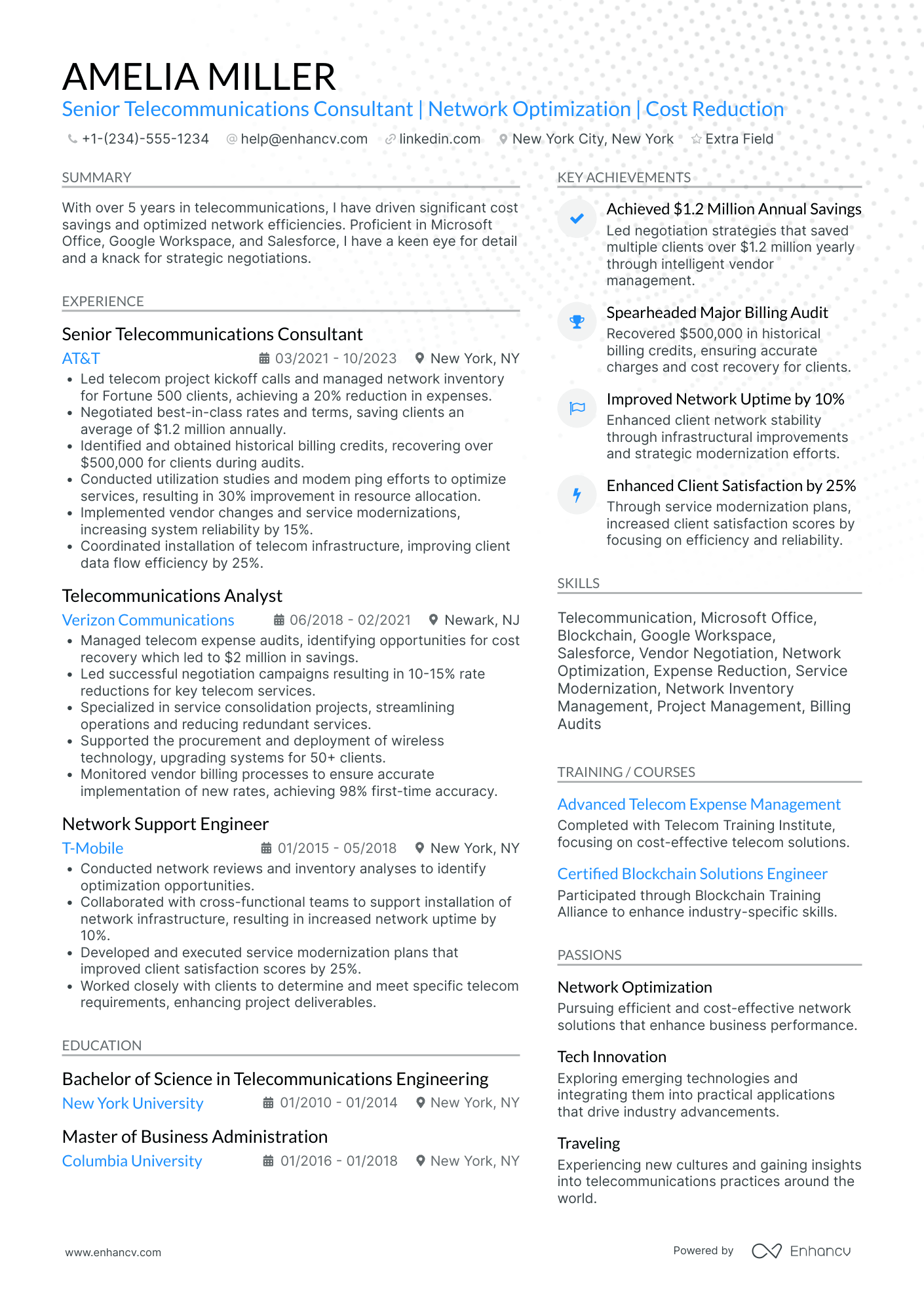 Telecommunications Sales Representative Resume Example