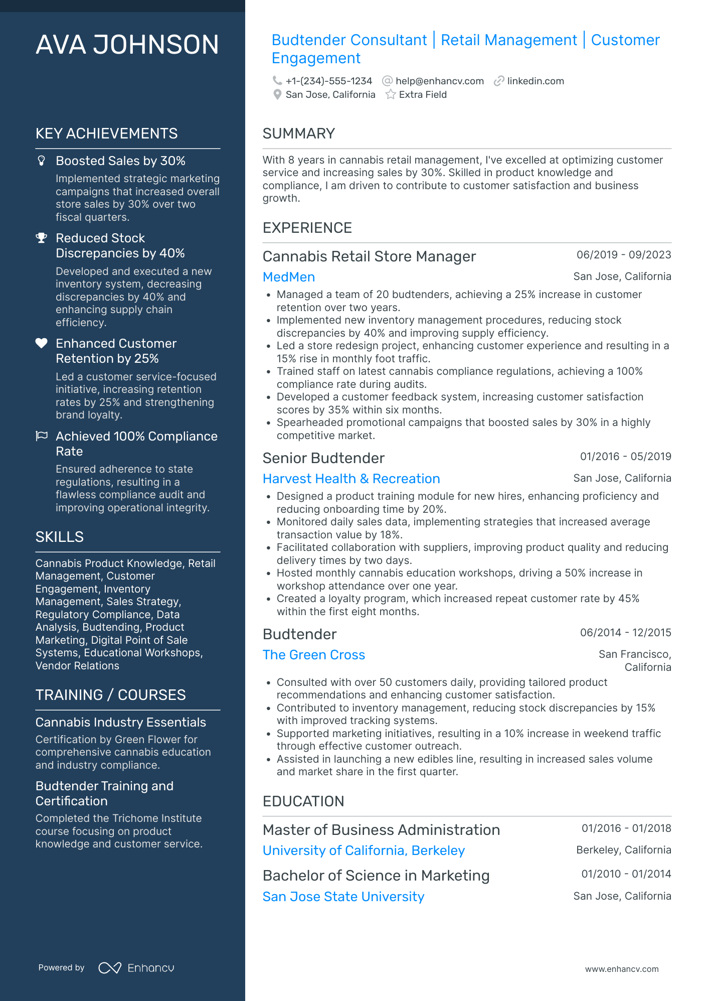 Budtender Consultant Resume Example