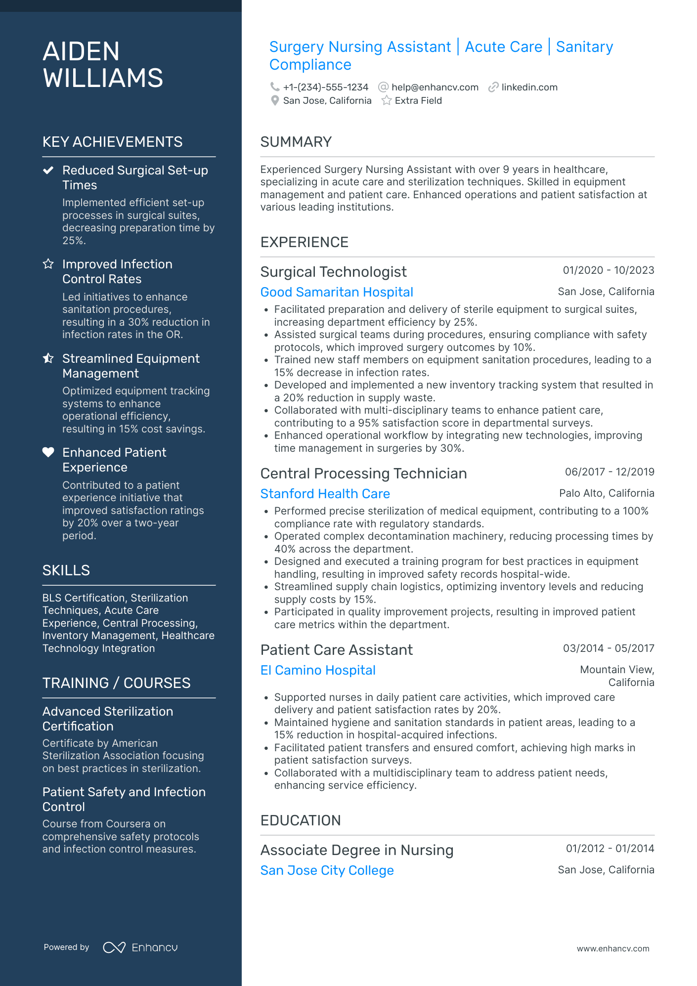 Surgical Nursing Assistant Resume Example