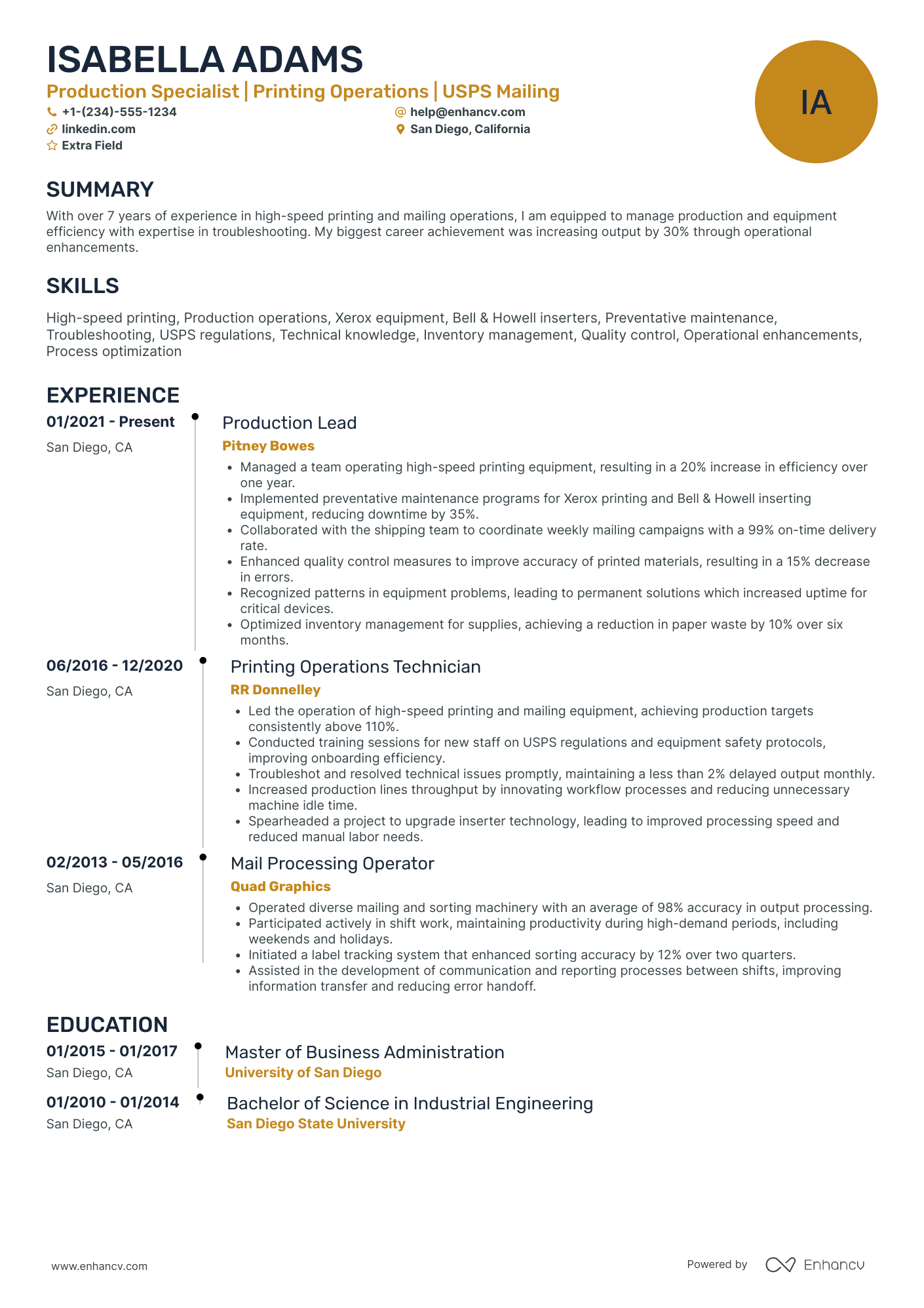 Printing Machine Operator Resume Example