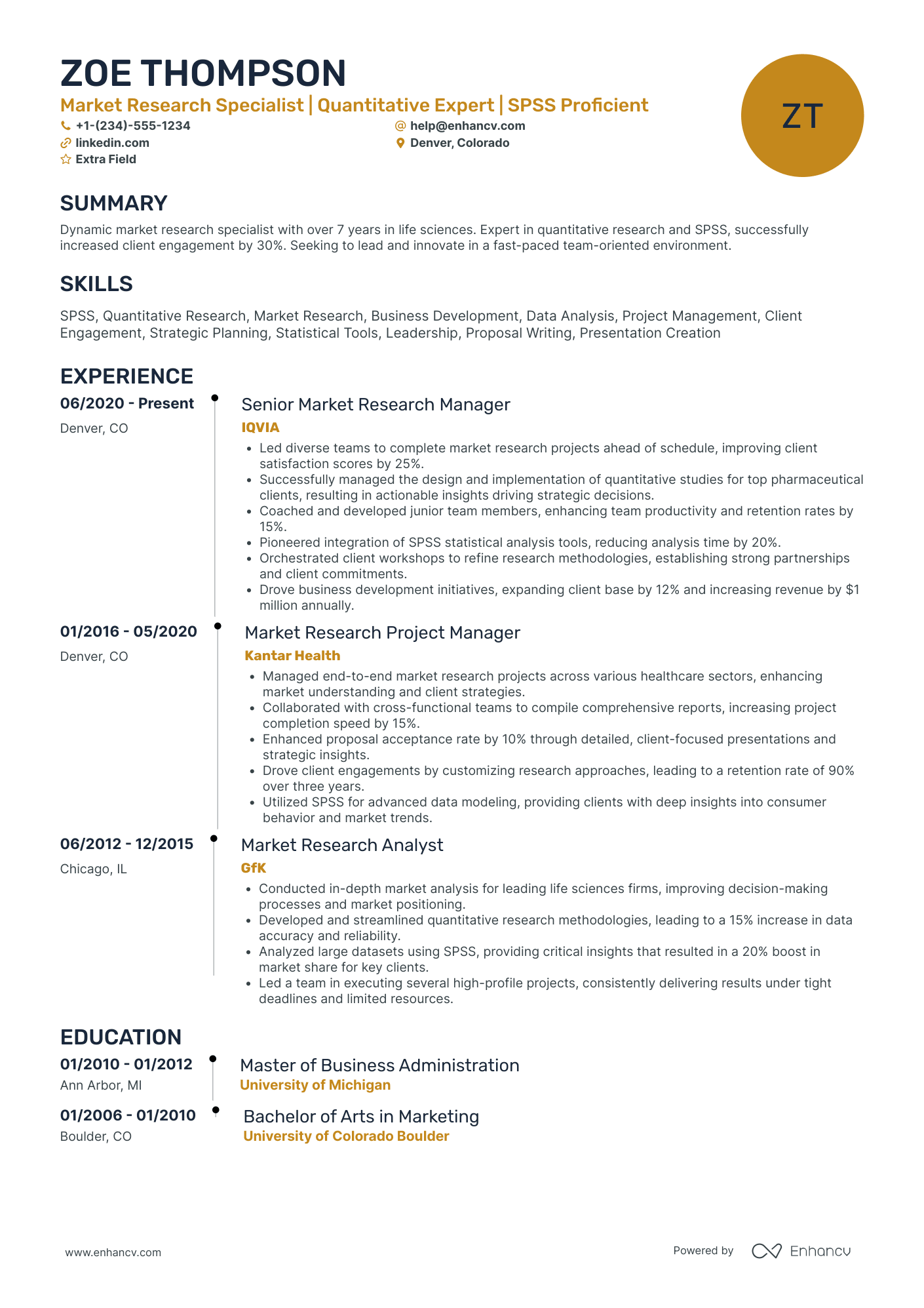 Market Research Field Director Resume Example