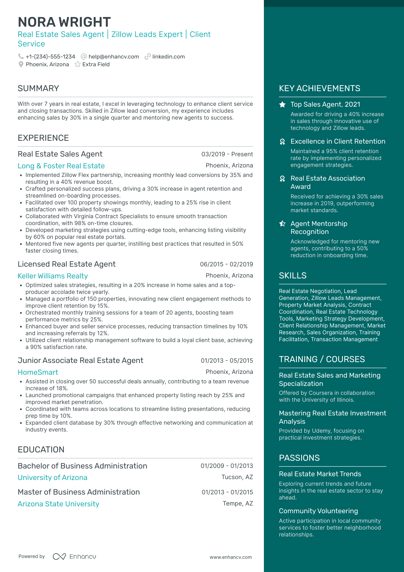 Real Estate Sales Agent Resume Example