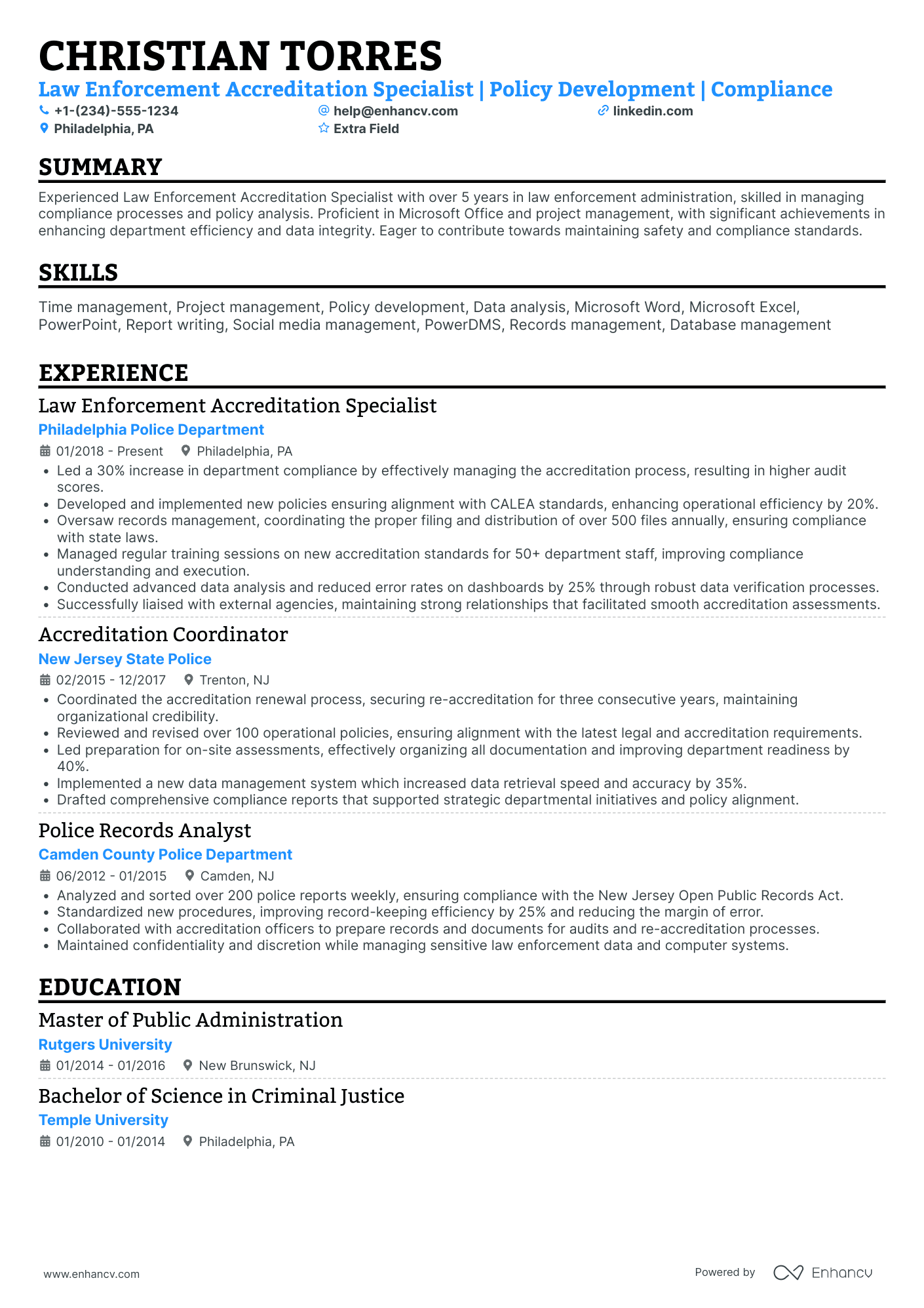 Law School Accreditation Specialist Resume Example