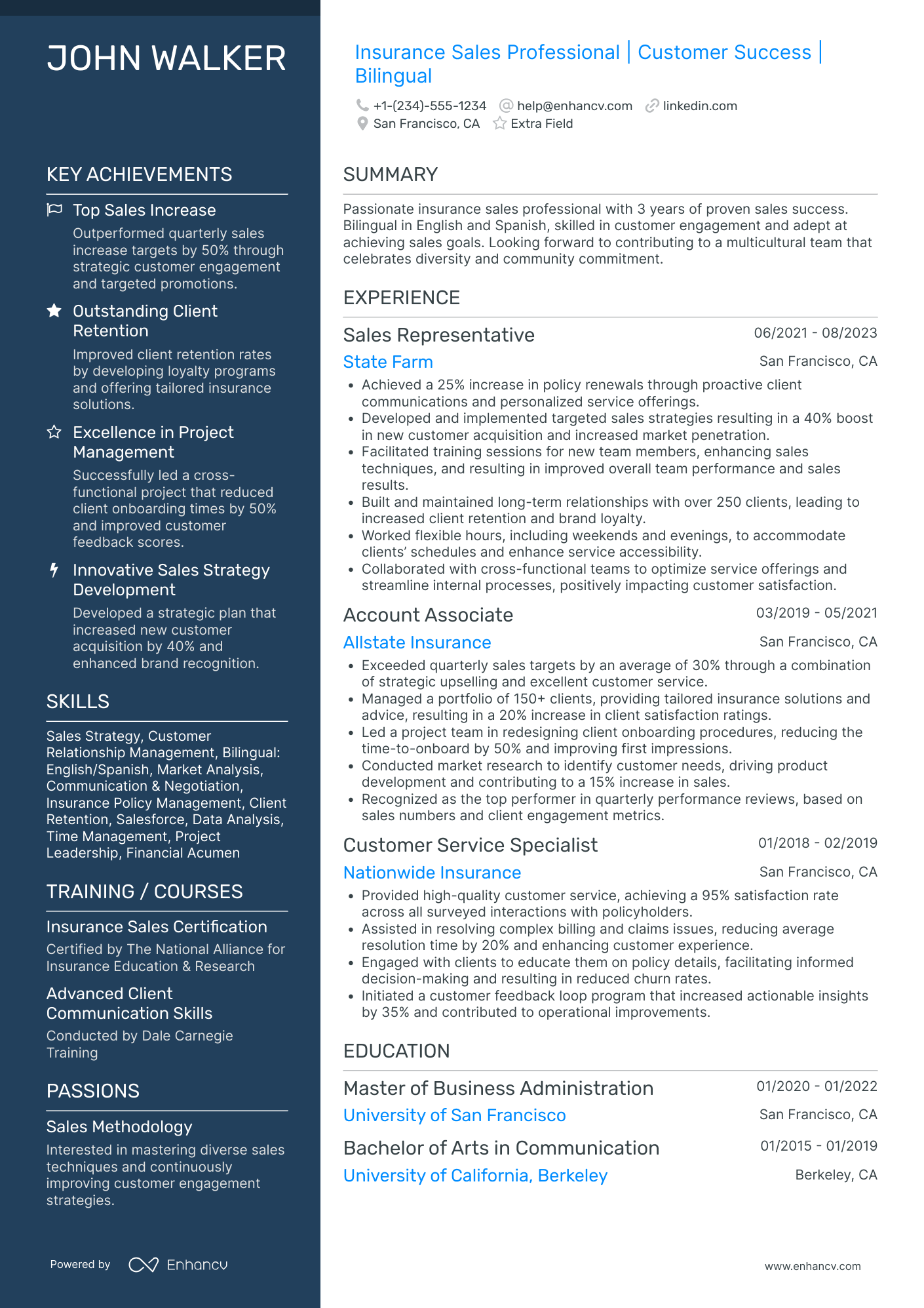 Entry Level Insurance Agent Resume Example