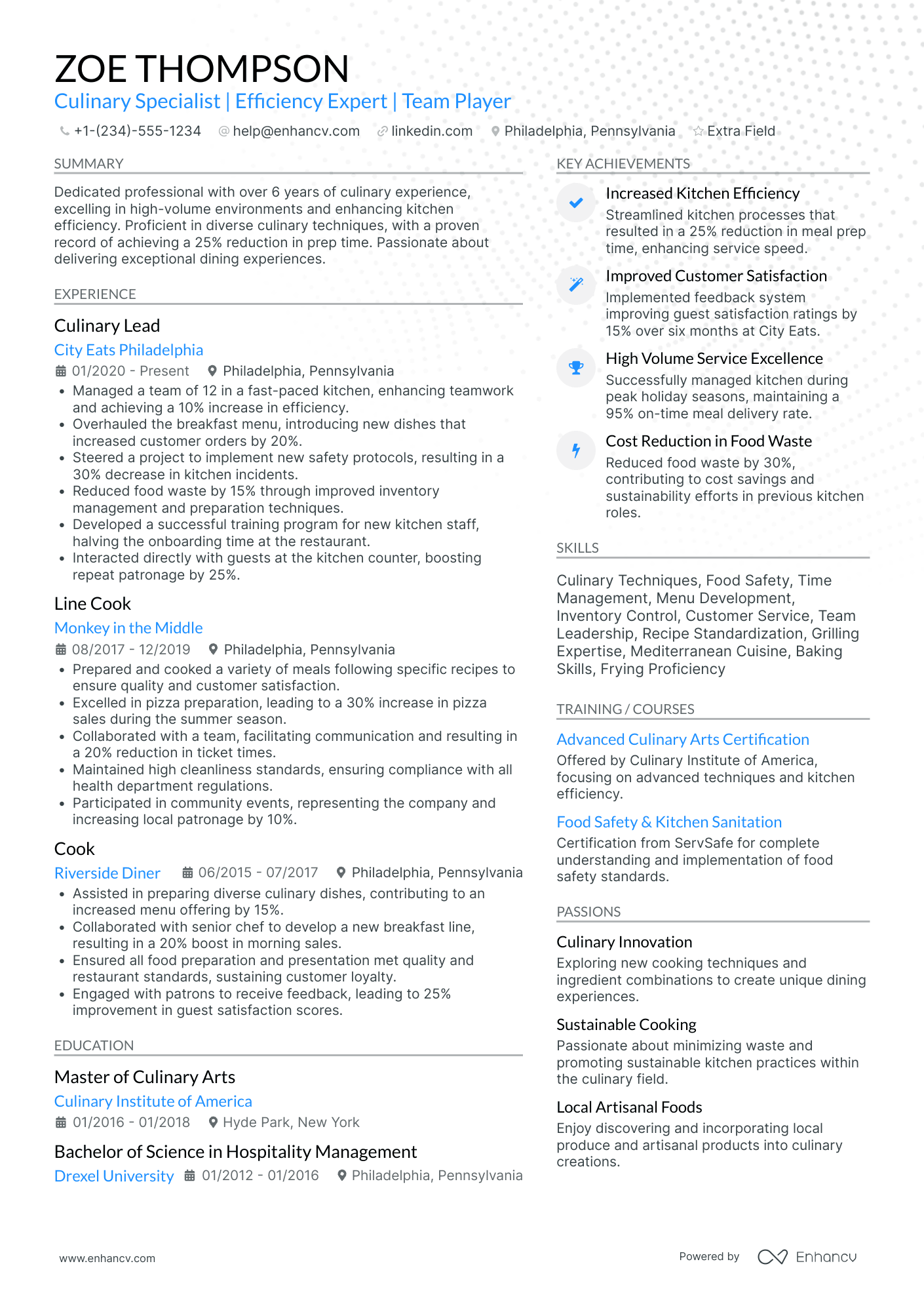 Fast Food Crew Member Resume Example