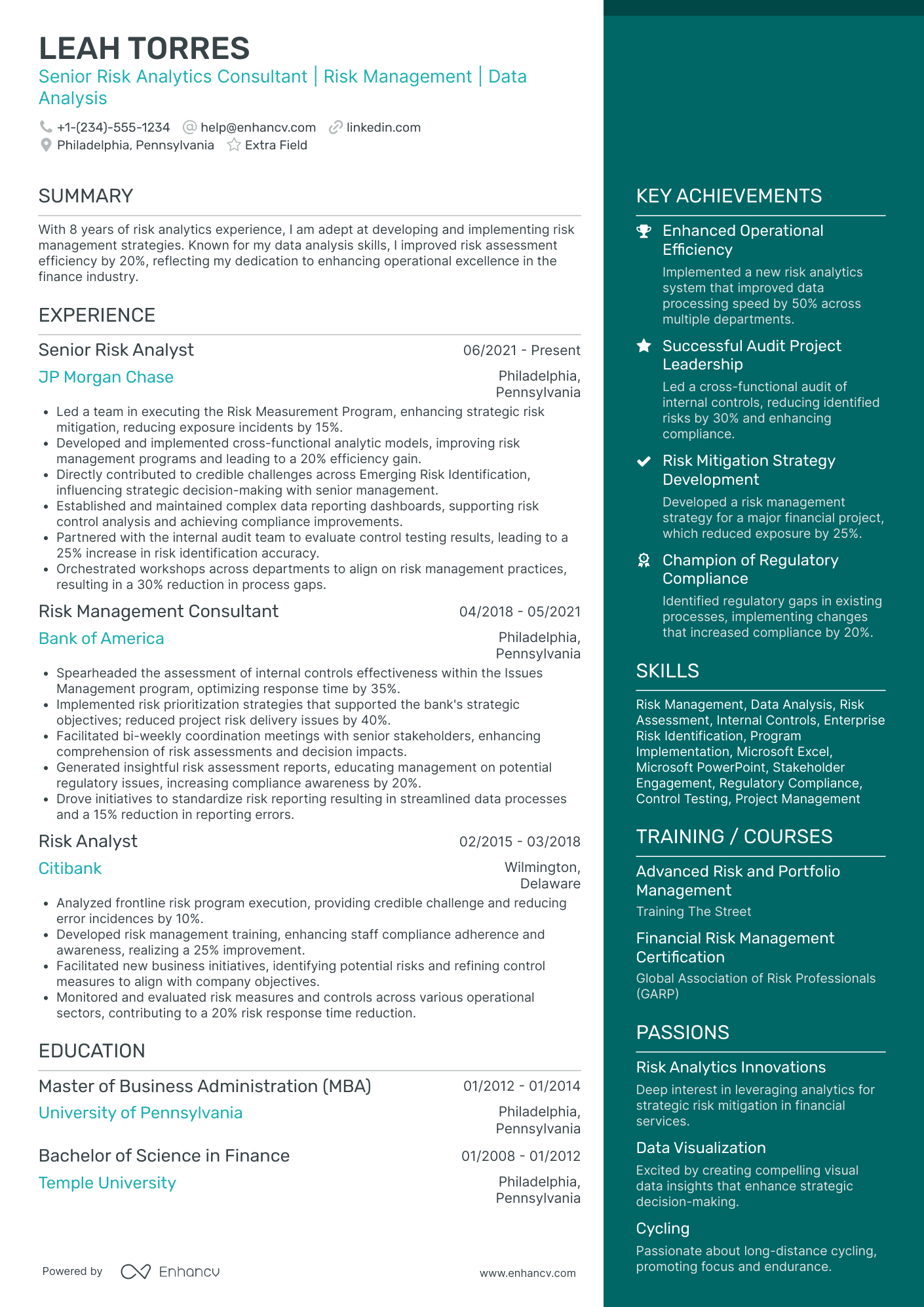 IT Audit Senior Consultant Resume Example