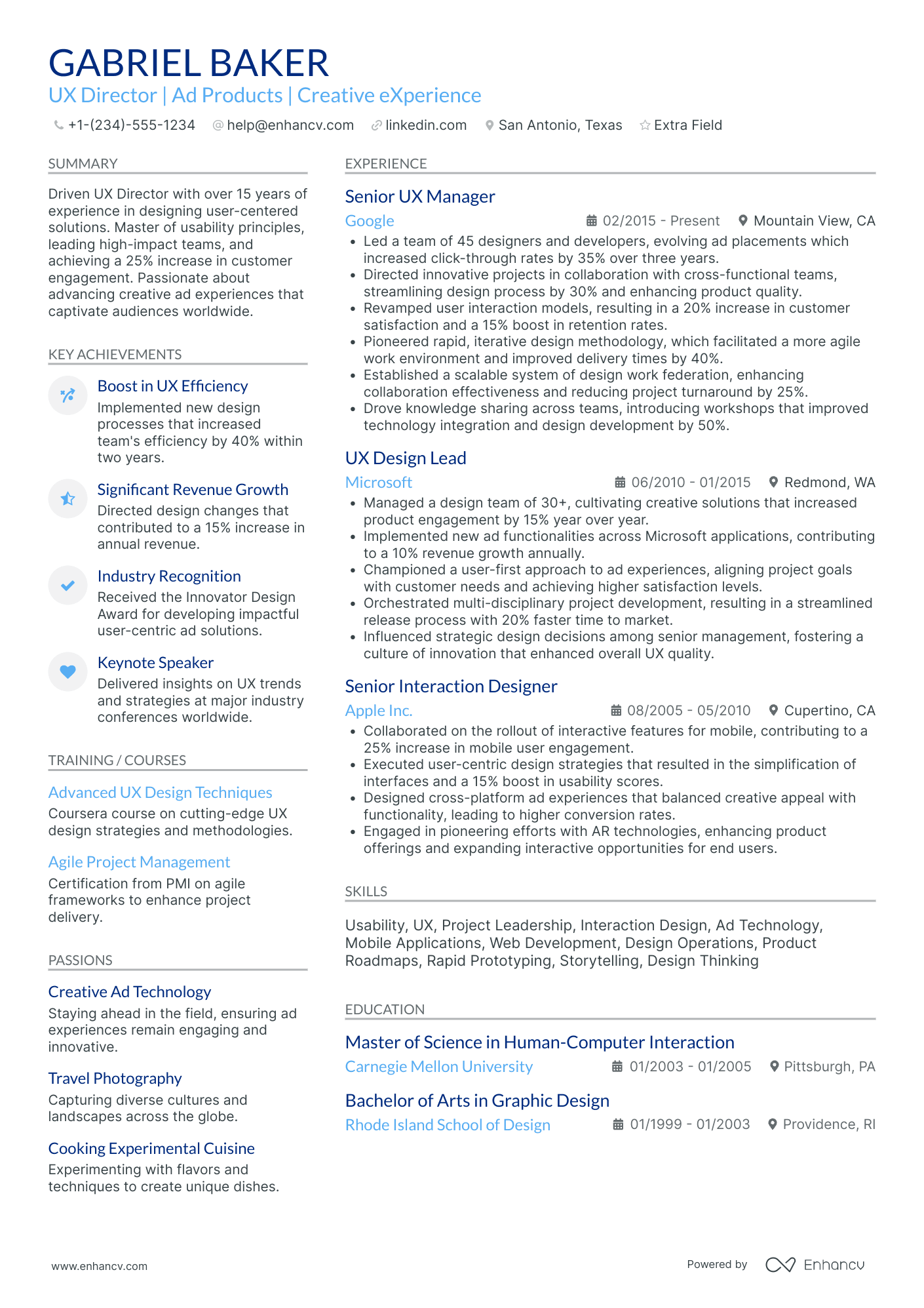 Advertising Creative Director Resume Example