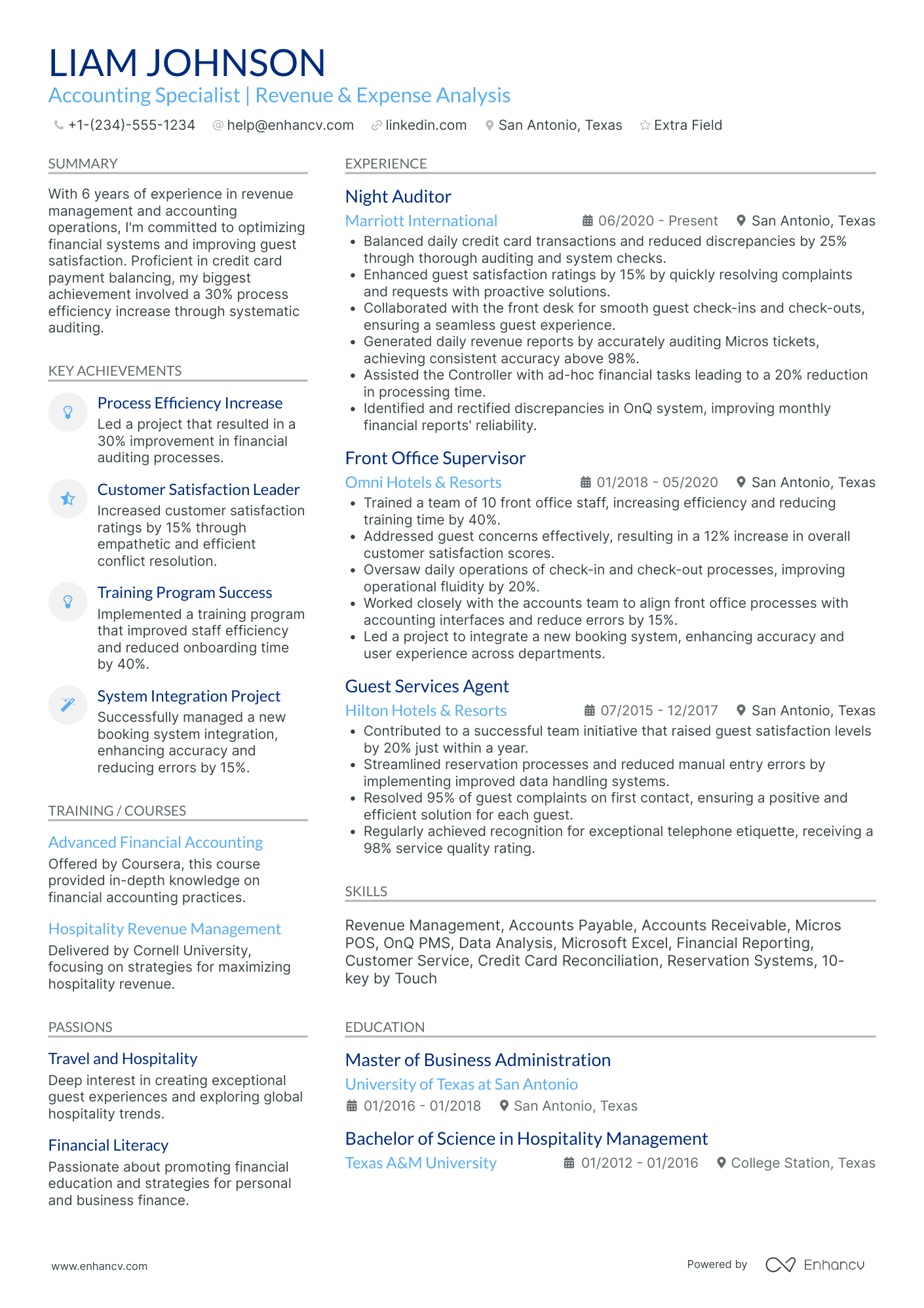 Night Shift Barback Resume Example